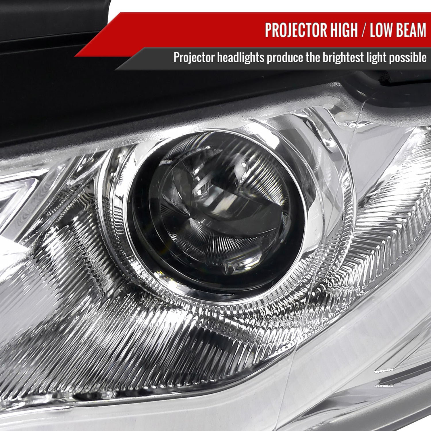 2006-2008 Audi A4 Projector Headlights w/ R8 Style LED Light Bar Chrome/Clear