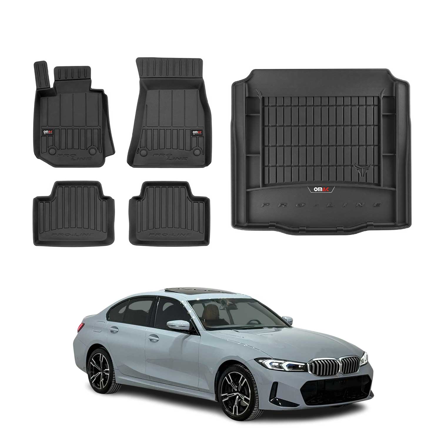 2021-2025 BMW 3 Series G20 Sedan 2019-2025 / M3 G80 Premium Floor Mats & Cargo Liner Full Set All Weather Heavy Duty