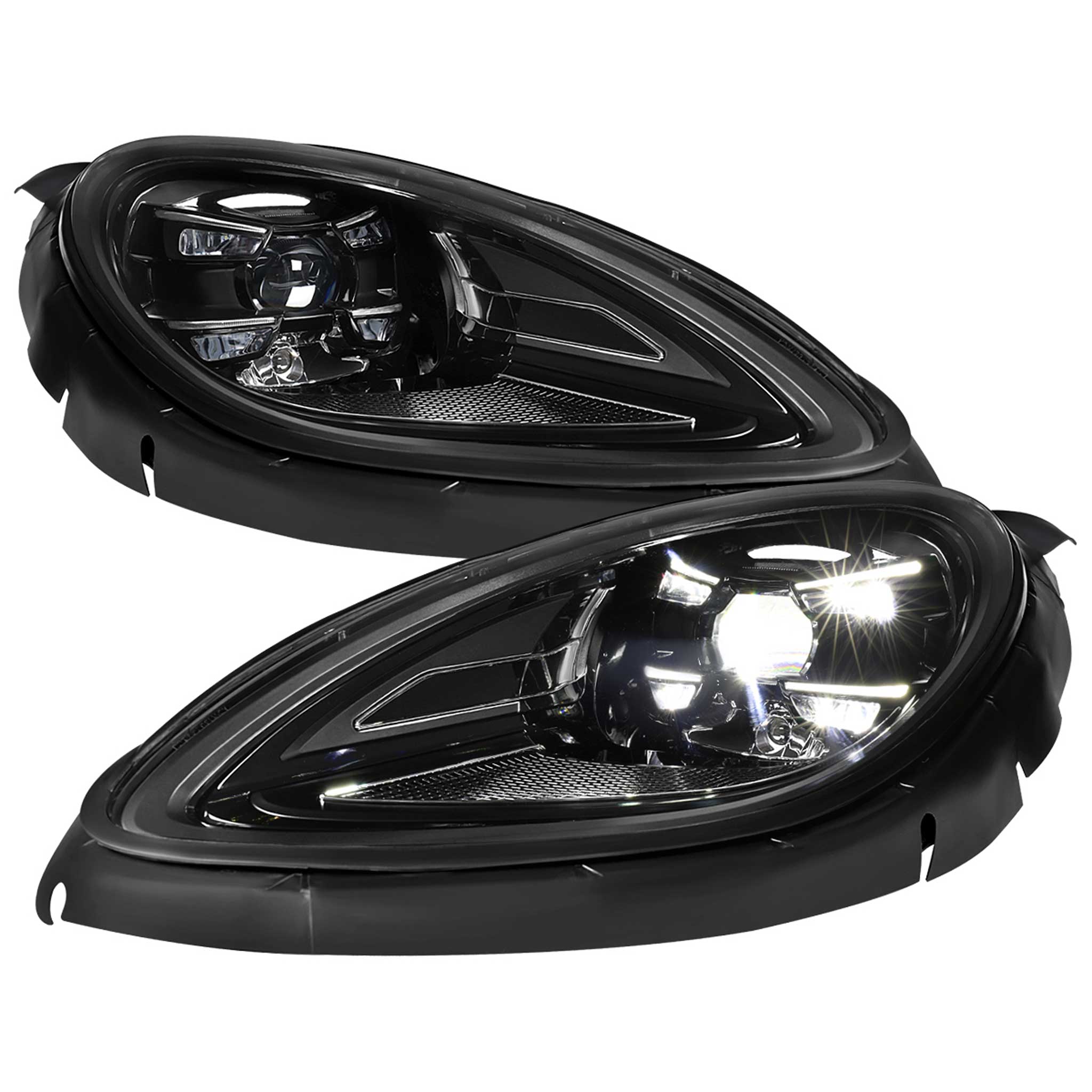 For Porsche Macan 95B.1 2015-2018 Matrix LED Projector Headlights DRL Non-Dynamic Black Clear Glossy Trim