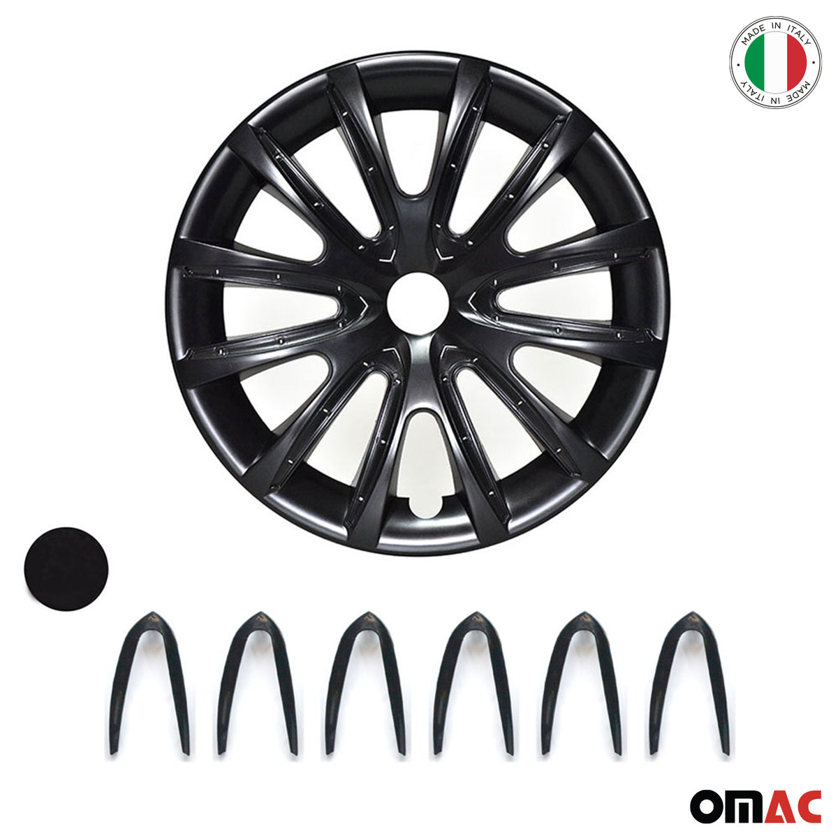 14" Inch Hubcaps Wheel Rim Cover Glossy Black & Black Insert 4pcs Set
