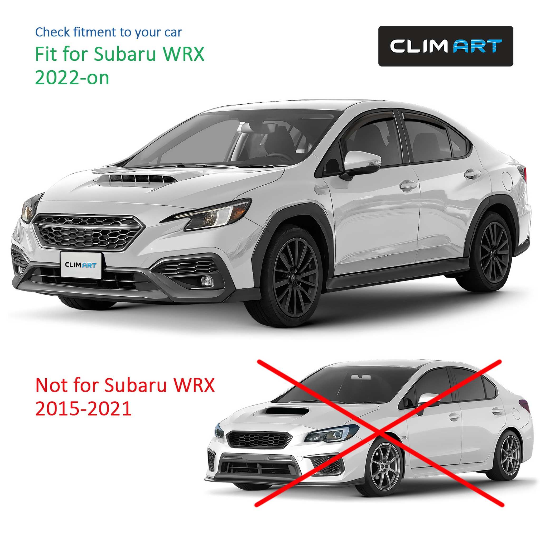 Clim Art Wind Deflectors for Subaru WRX 2022-2026 In-channel Dark Smoke 4Pcs