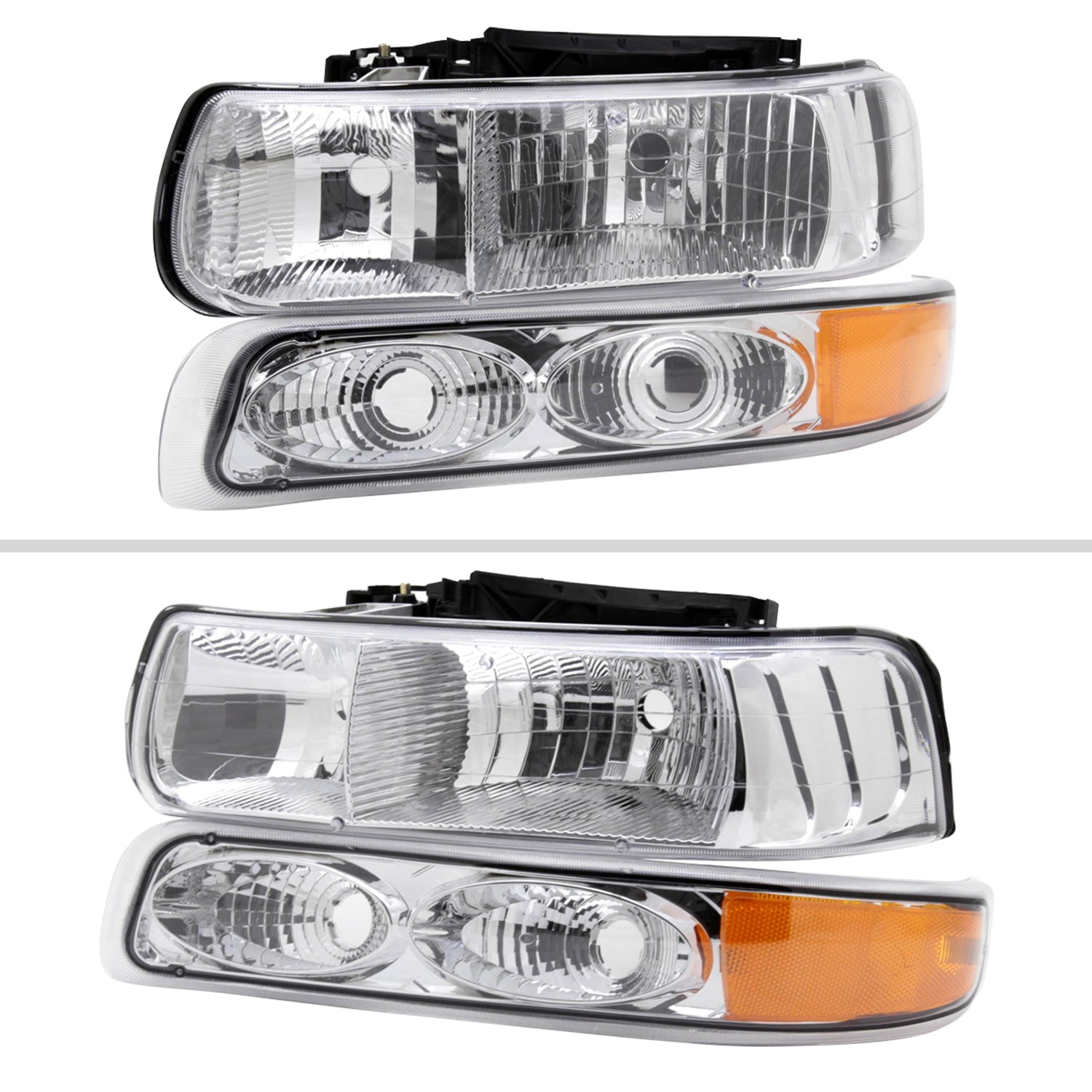 1999-2002 Chevy Silverado/Tahoe/Suburban Headlights Bumper Light Chrome