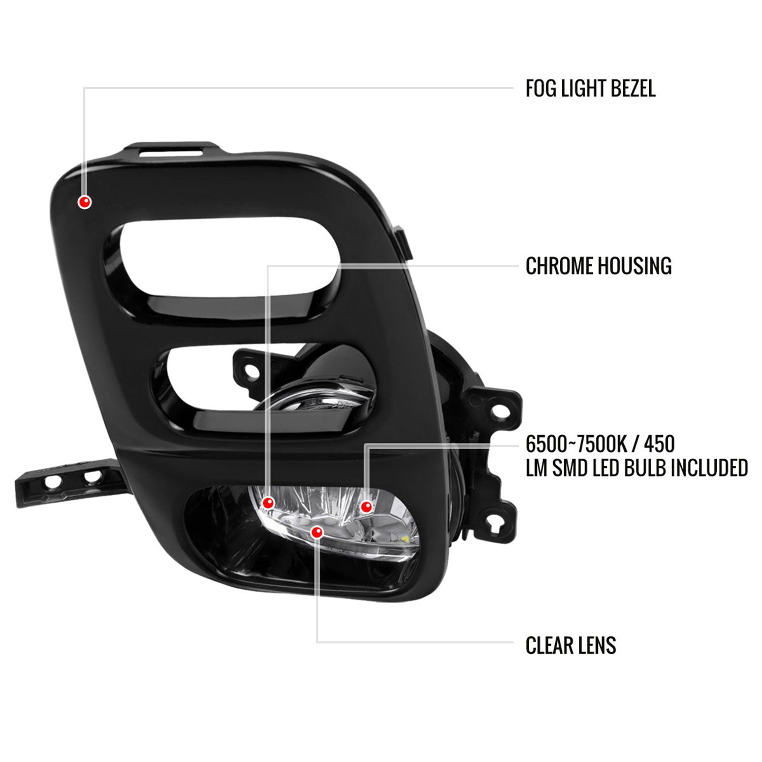 2021-2023 Honda Odyssey LED Fog Lights Kit Chrome Housing/Clear Lens