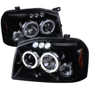 2001-2004 Nissan Frontier Dual Halo Projector Headlights Glossy Black/Smoke