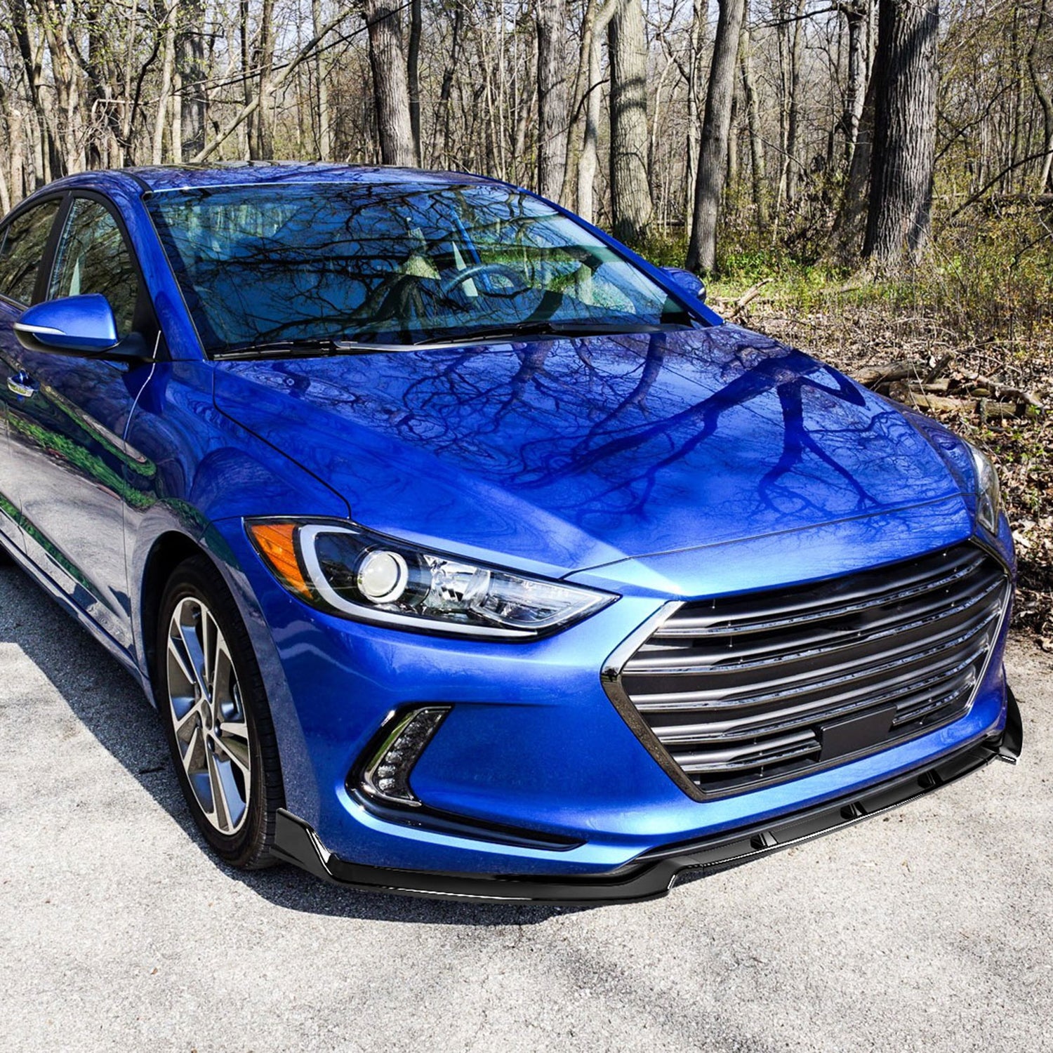 2017-2018 Hyundai Elantra Glossy Black Polypropylene 3Pcs Bumper Lip