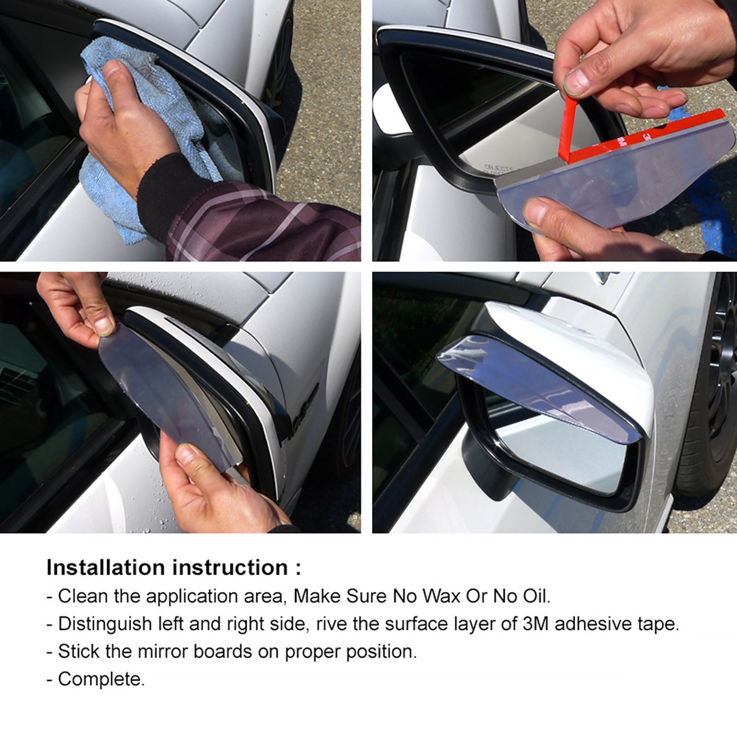 Universal Clear PVC Plastic Car Rear View Side Mirror Rain Board Eyebrow 2Pcs