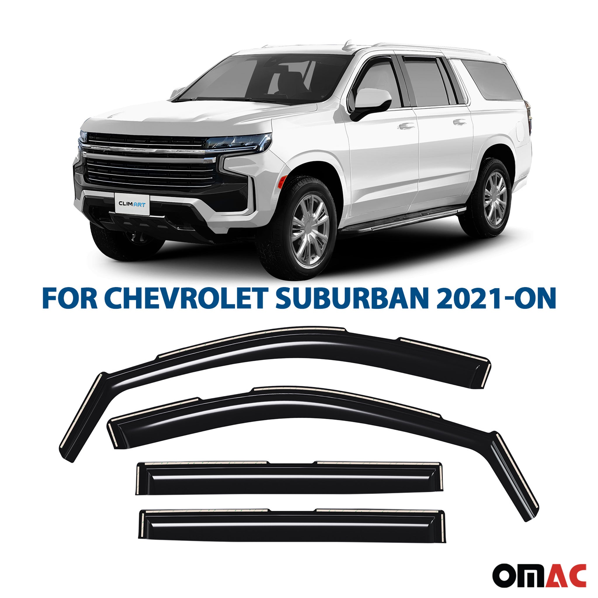 Clim Art Wind Deflectors for Cadillac Escalade ESV 2021-2025 Shatterproof 4 Pcs