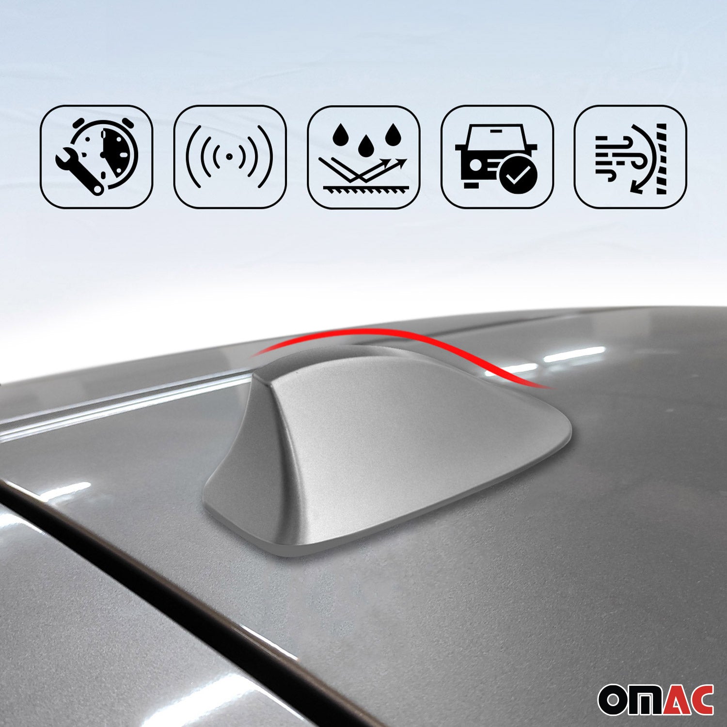 Mercedes Car Shark Fin Antenna Roof Radio AM/FM Signal Dark Grey