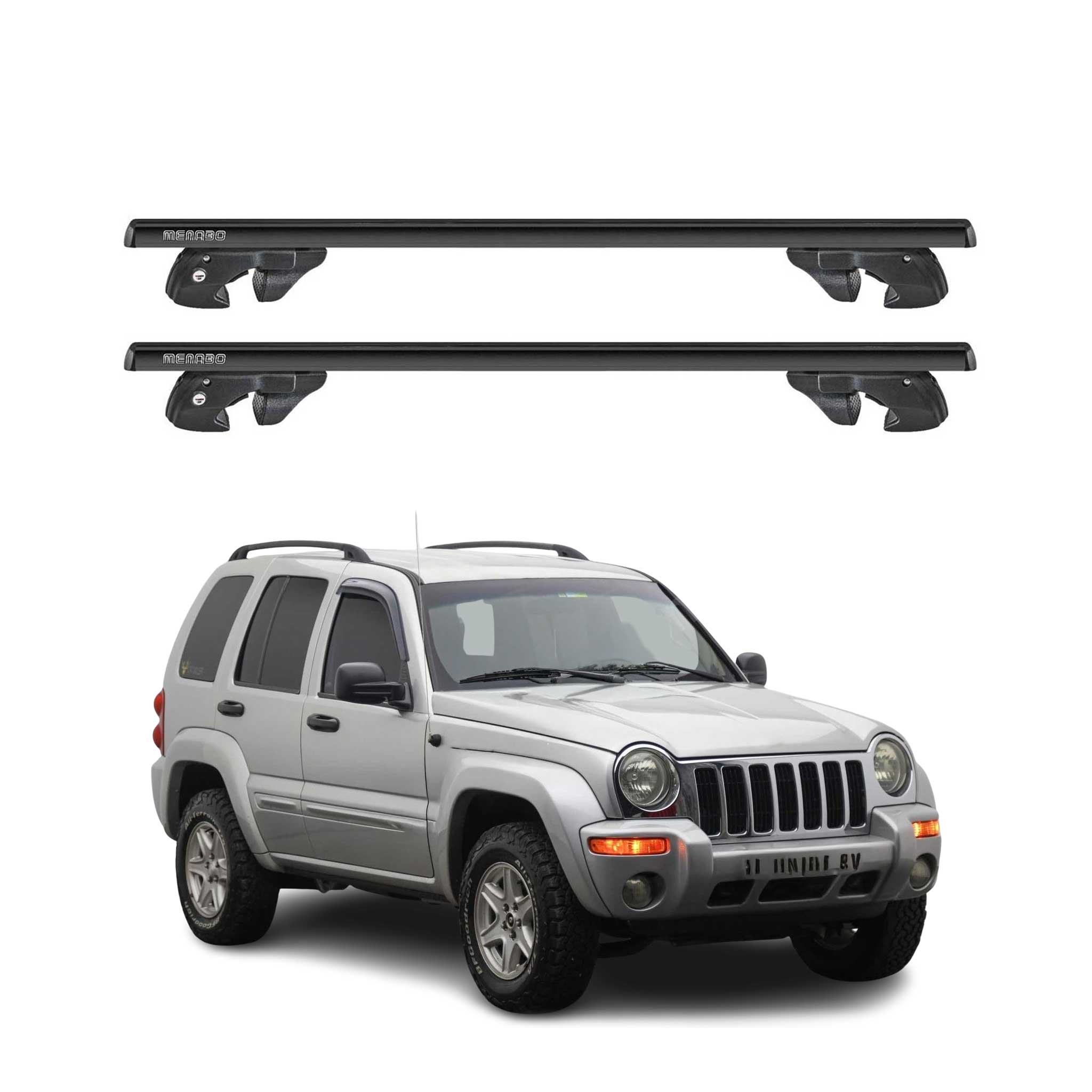 2002-2007 Jeep Liberty Roof Rack Cross Bars Black