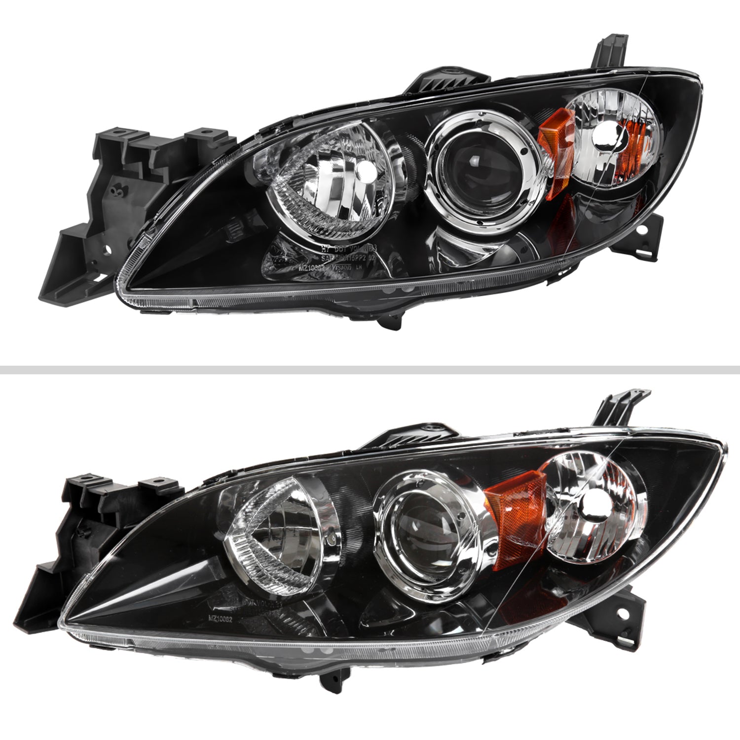 2004-2009 Mazda 3 Sedan Projector Style Headlights Matte Black/Clear Lens