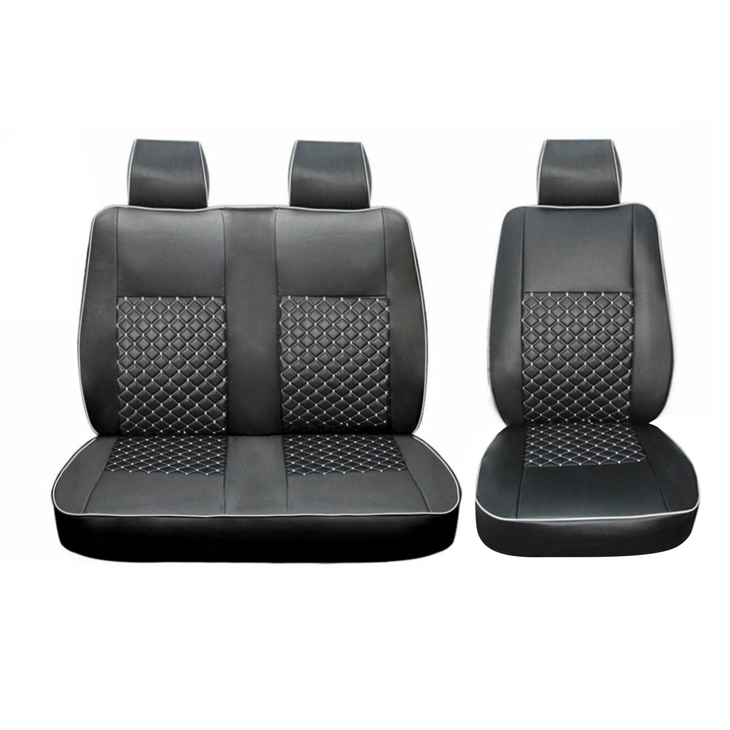 2015-2025 Ford Transit Leather Front Car Seat Covers Protector Black White