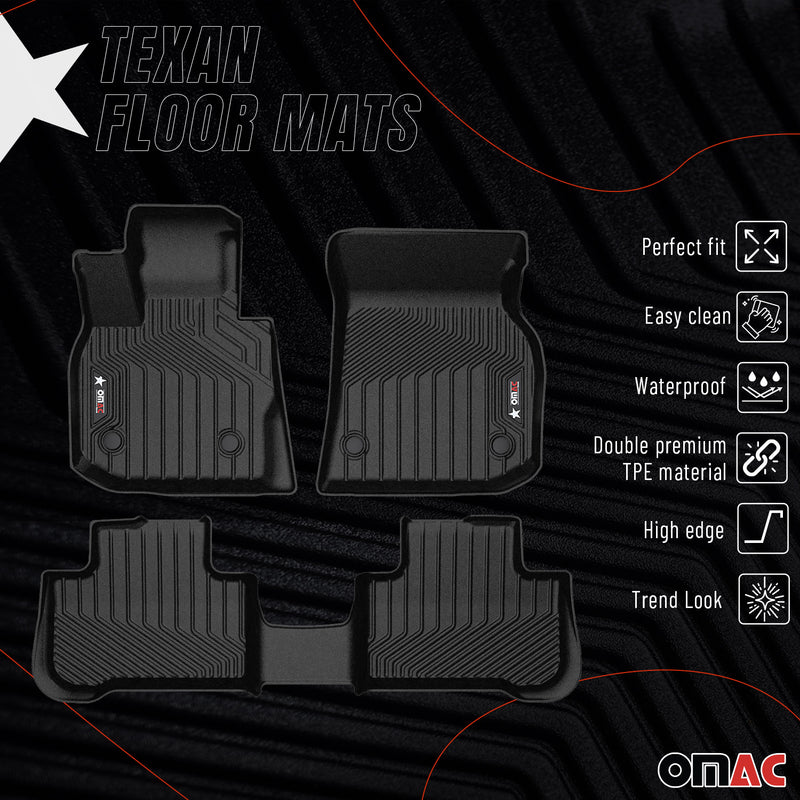 2018-2024 BMW X3 G01 Premium Floor Mats Liners First and Second Row Set Black