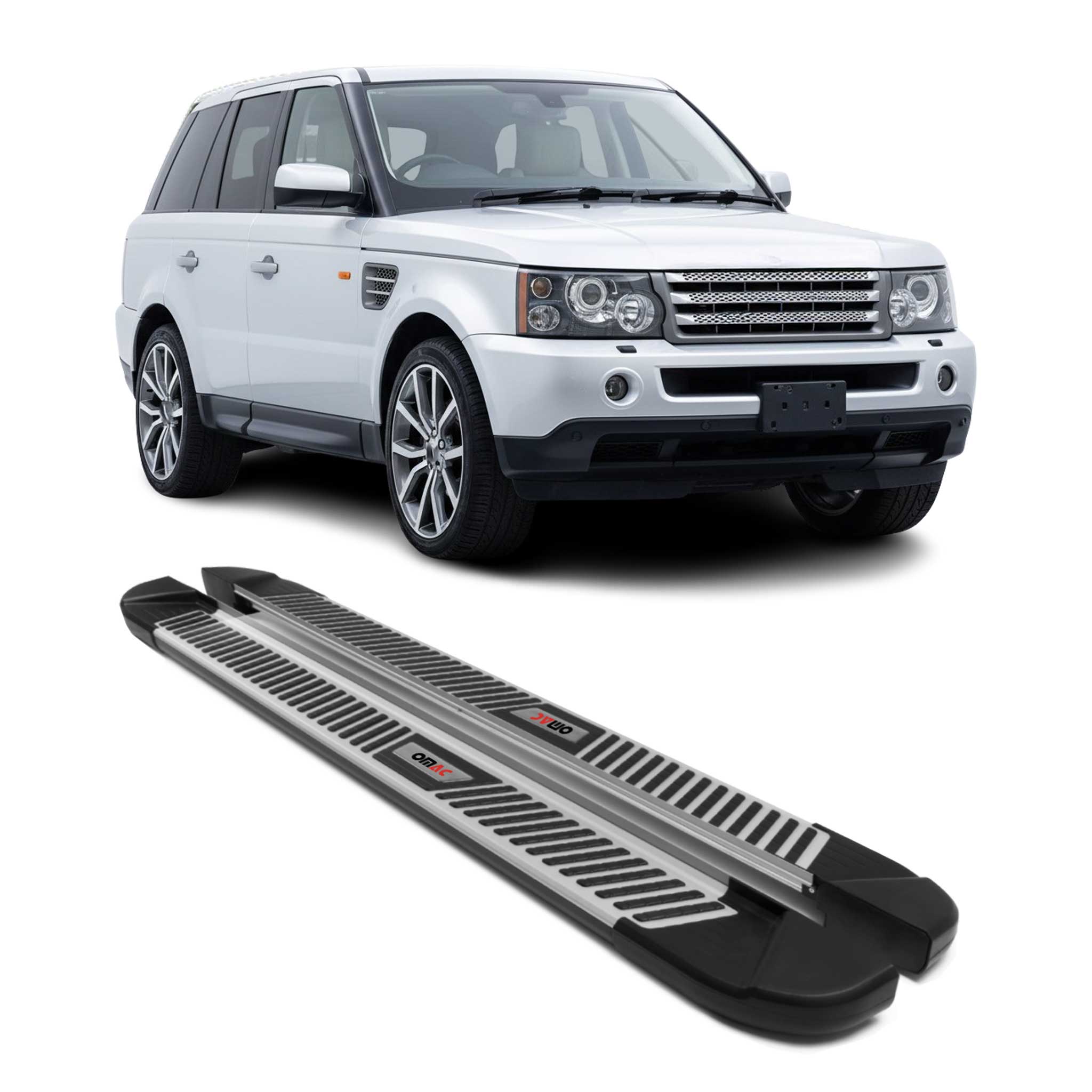 2006-2013 Land Rover Range Rover Sport Running Boards Side Steps Silver & Black