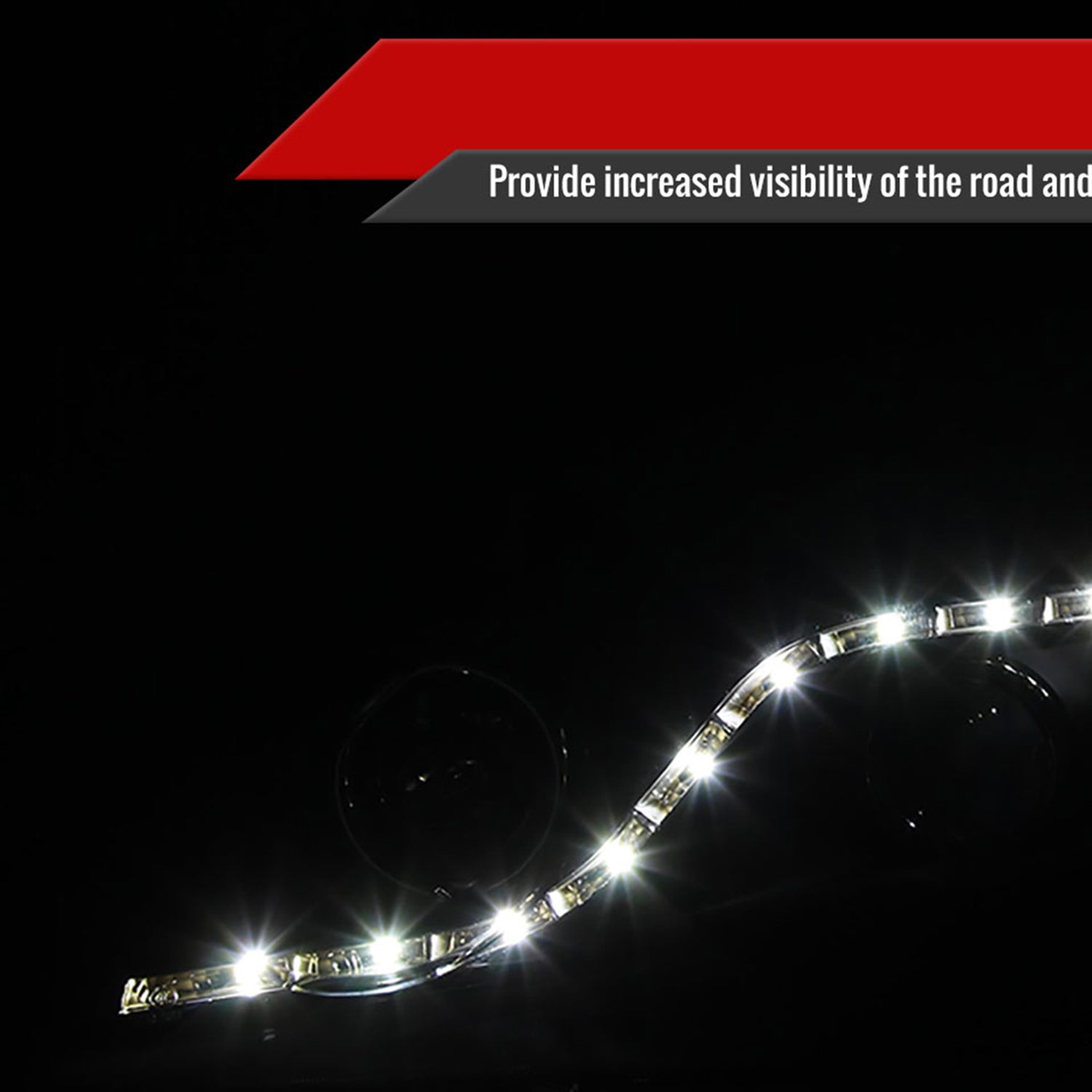 2006-2011 Honda Civic Sedan Projector Headlights R8 LED Light Strip Matt Black