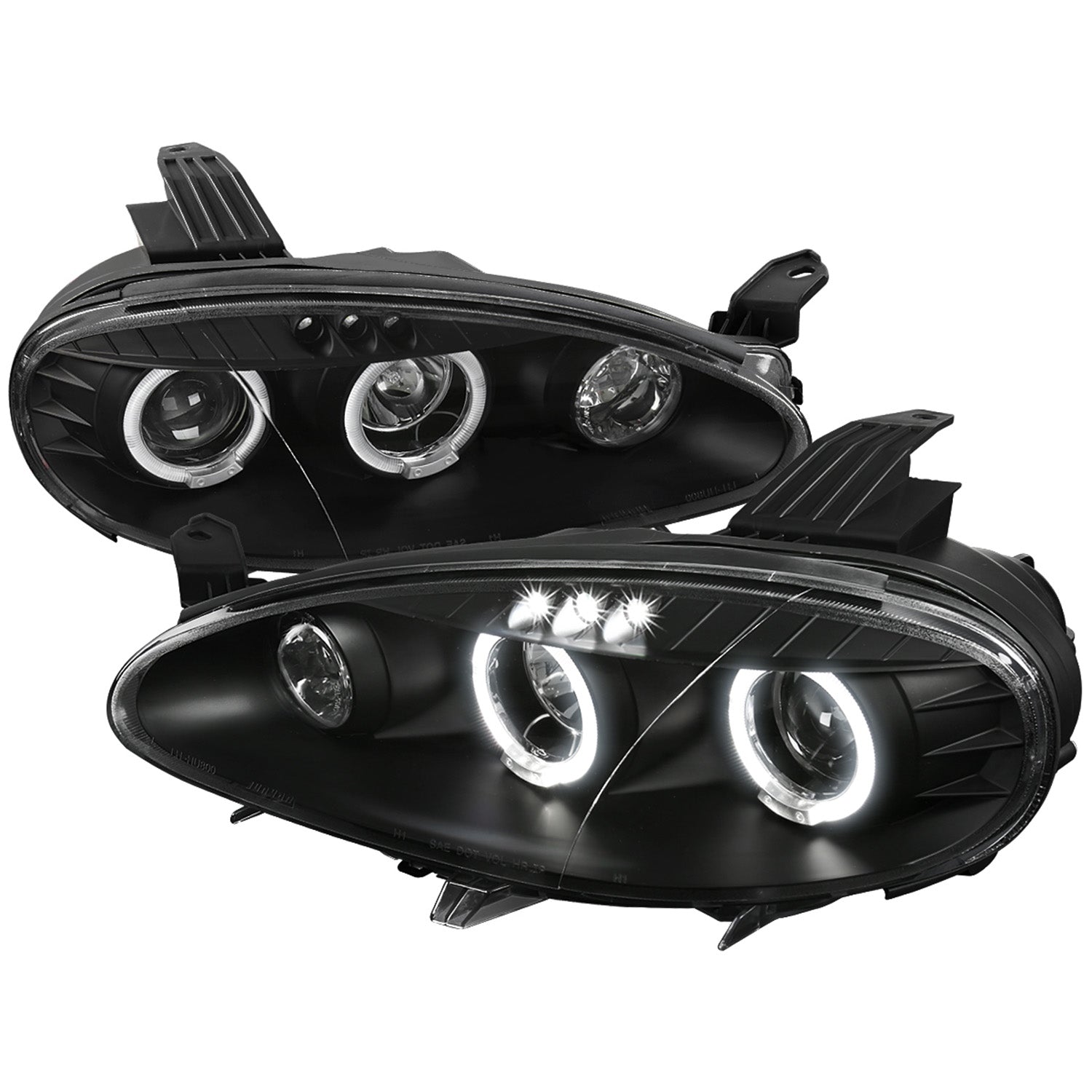 2001-2005 Mazda Miata MX-5 Dual Halo Projector Headlights Matte Black/Clear