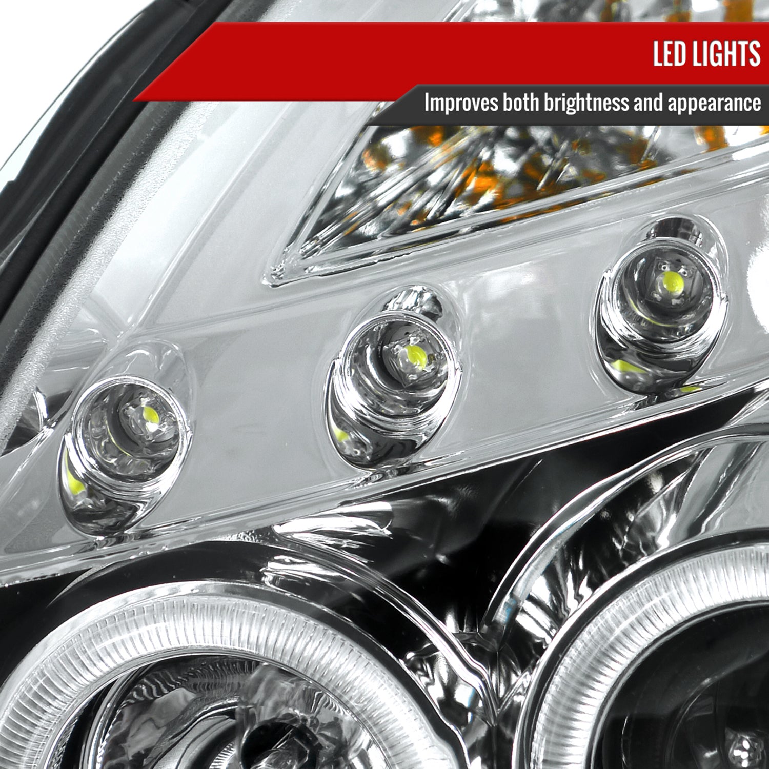 2003-2007 Infiniti G35 Coupe Dual Halo Projector Headlights Chrome/Clear Lens