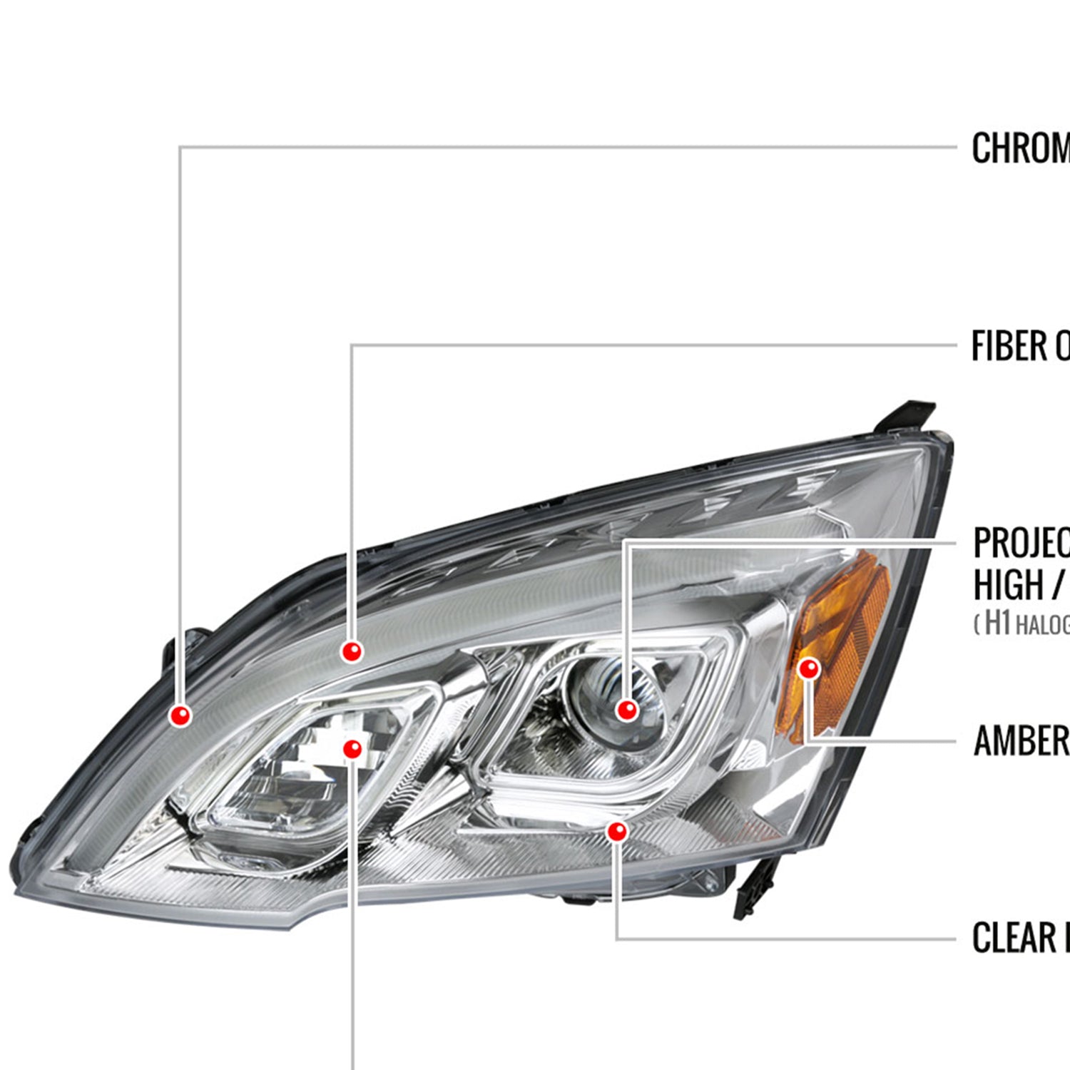 2007-2011 Honda CRV LED Bar Projector Headlights Chrome Housing/Clear Lens