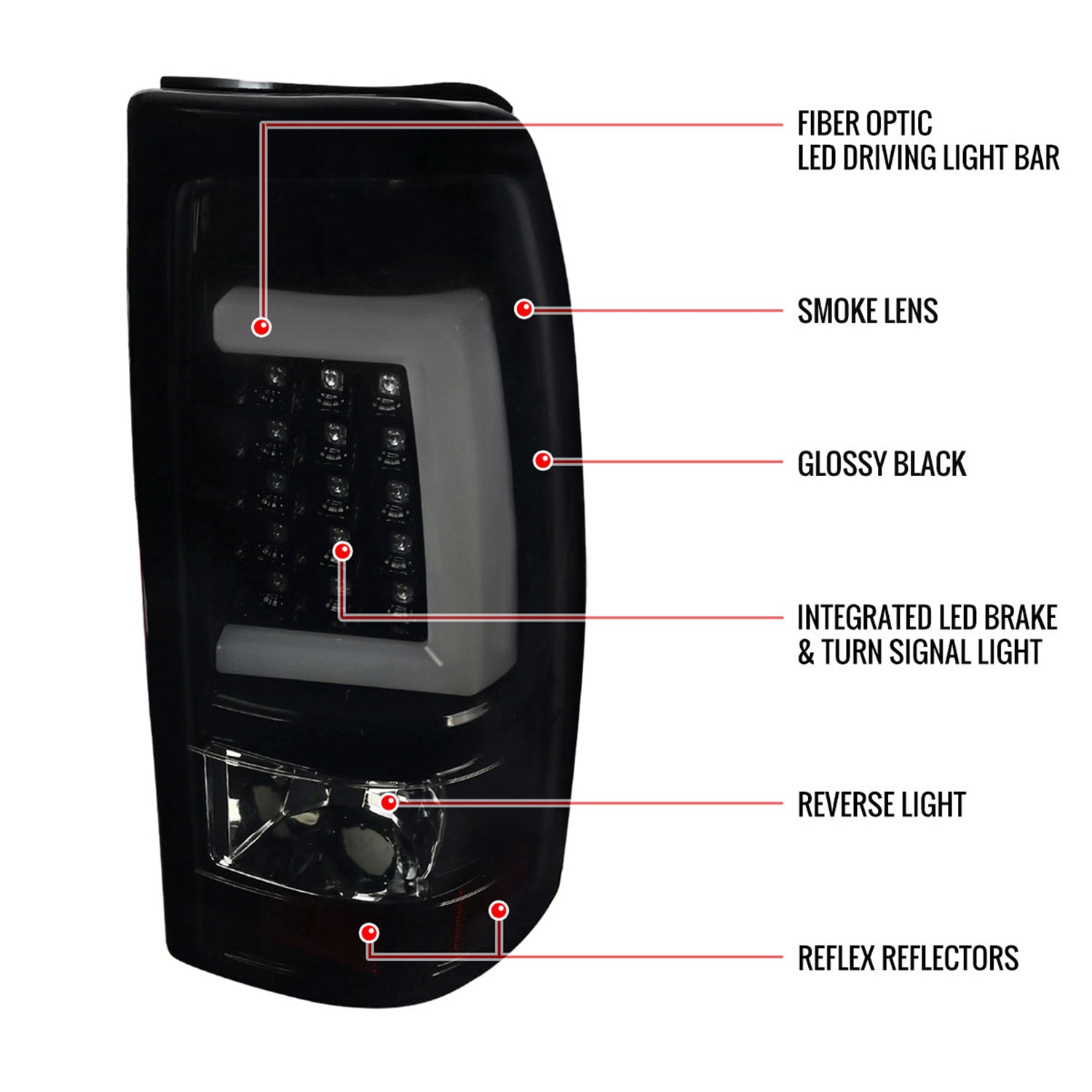 2003-2006 Chevy Silverado LED Tail Lights - G2 Glossy Black/Smoke Lens