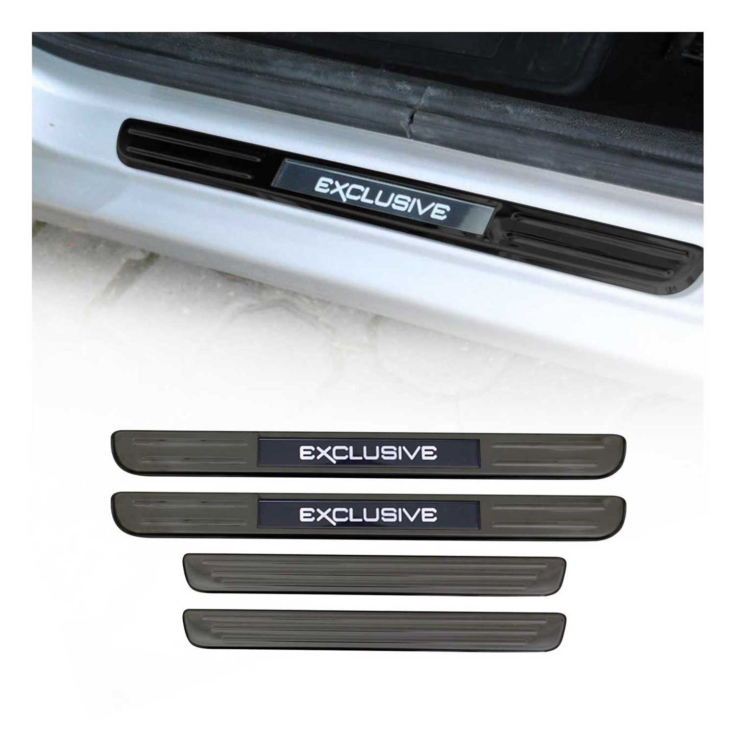 BMW Door Sill Scuff Plate Illuminated Exclusive Stainless Steel Dark 4 Pcs