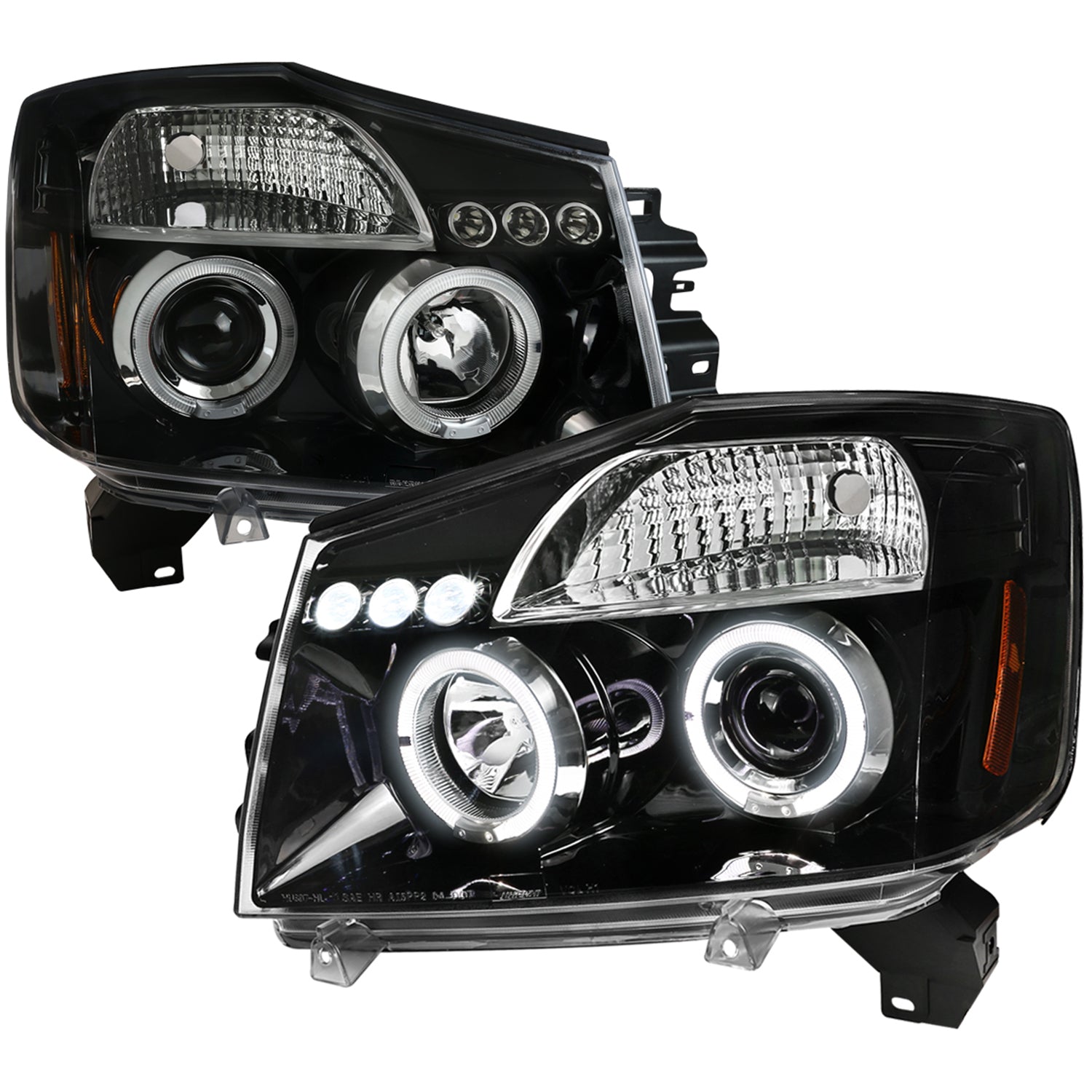 2004-2015 Nissan Titan/ 04-2007 Armada Dual Halo Projector Headlights Jet Black