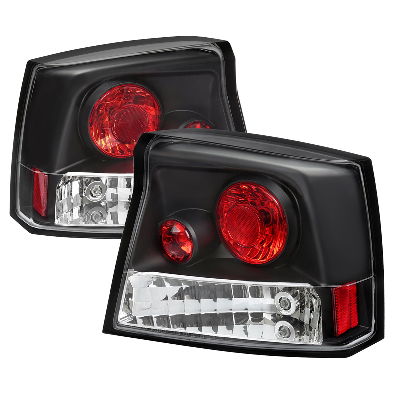 2005-2008 Dodge Charger Tail Lights Matte Black Housing/Clear Lens
