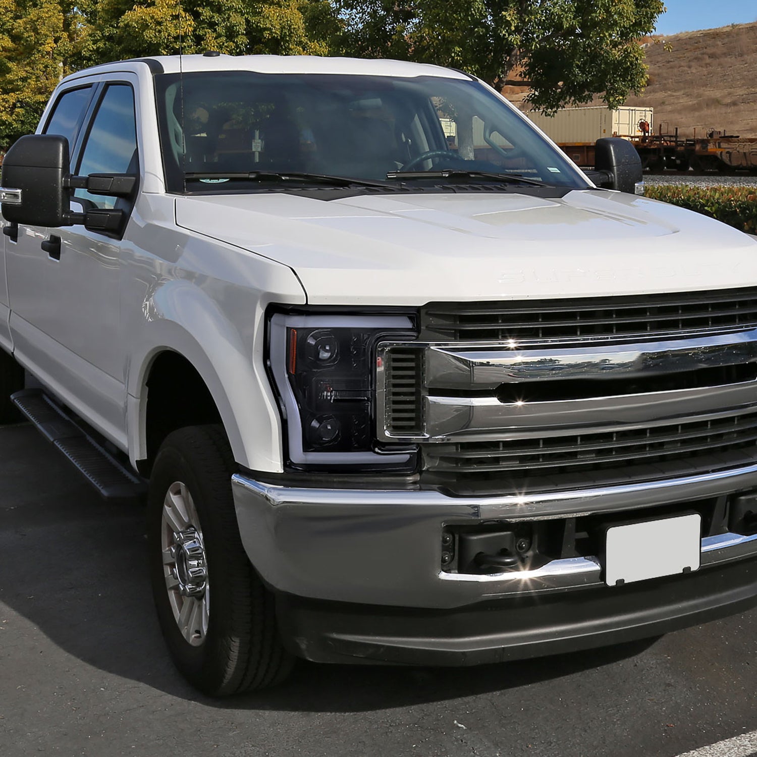 2017-2019 Ford F-250 F-350 F-450 F-550 LED C-Bar Projector Headlights Black