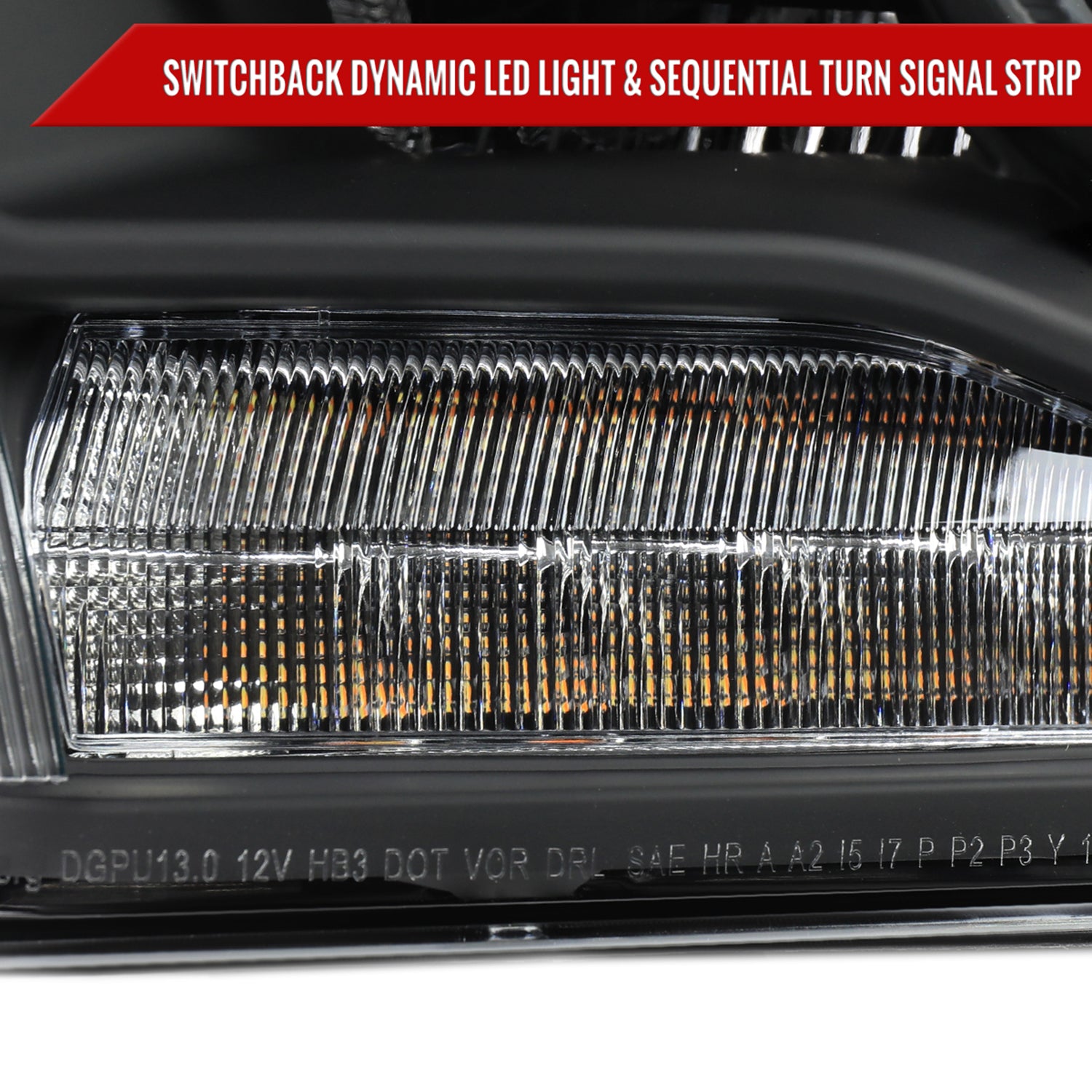 2013-2018 RAM 1500 2500 3500 LED Bar Signal Projector Headlights Black