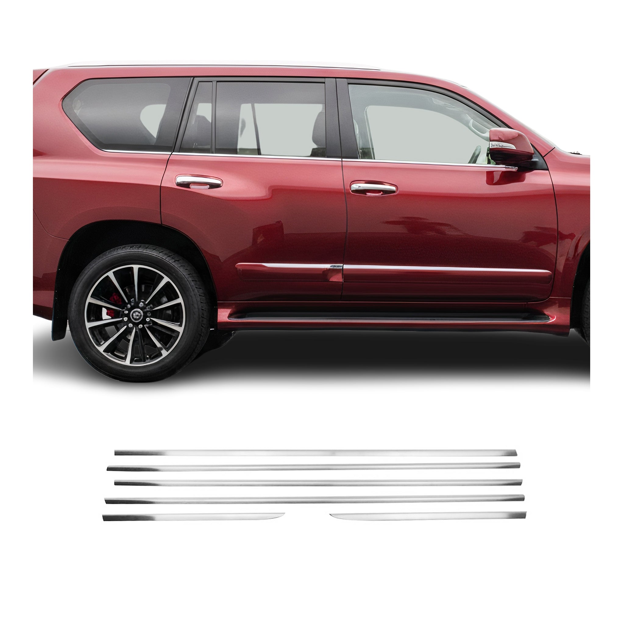 2010-2013 Lexus GX 460 Window Molding Trim Streamer Brushed Stainless Steel Silver 6x