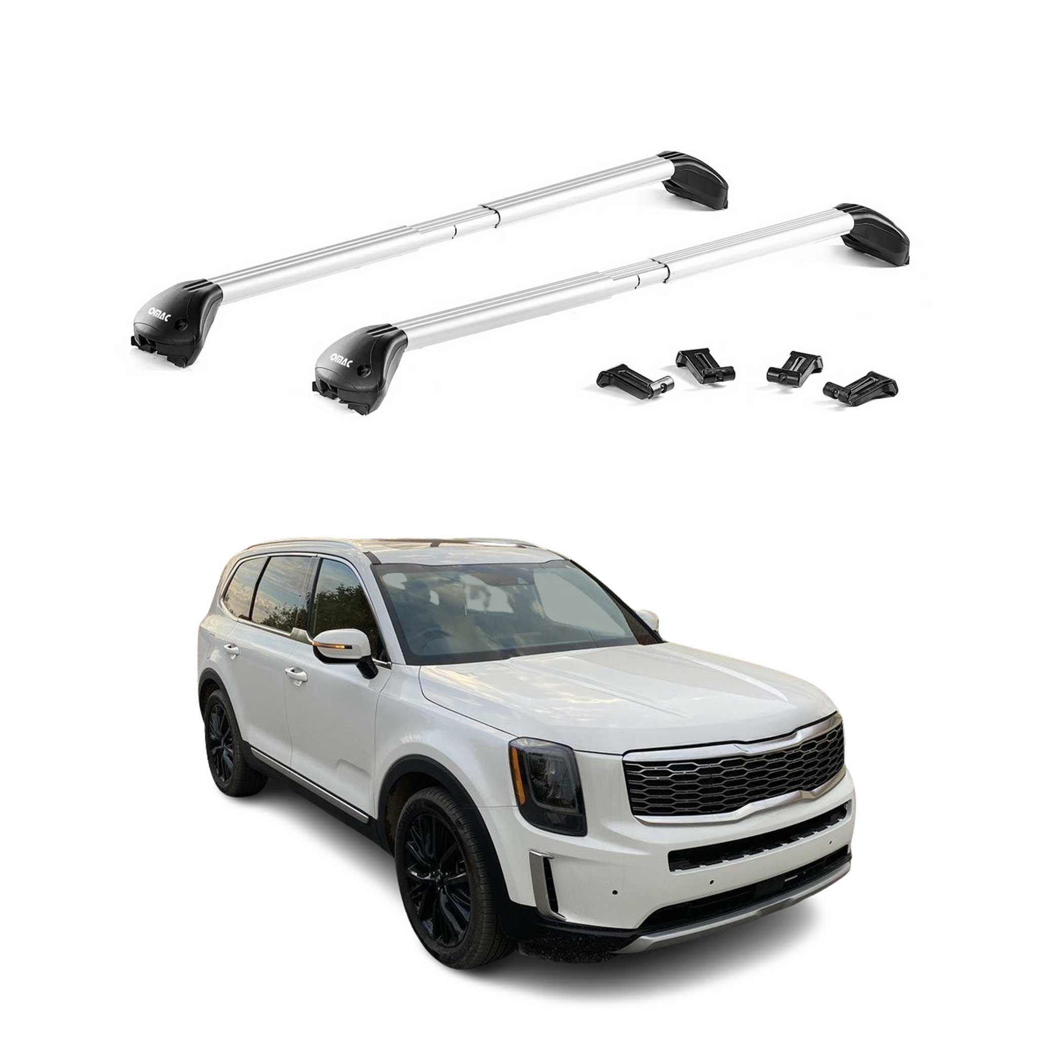 2020-2025 Kia Telluride 1.gen Roof Rack Cross Bars Silver Luggage Carrier 2 Pcs