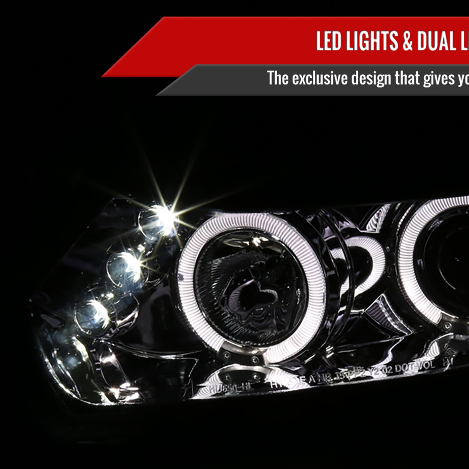 2006-2011 Honda Civic Coupe Dual Halo Projector Headlights Chrome/Clear Lens