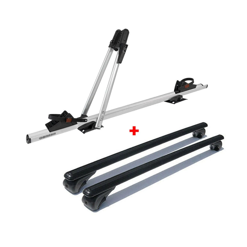 Bike Carrier Roof Rail Rack Cross Bars Luggage 50" Black Aluminum Set