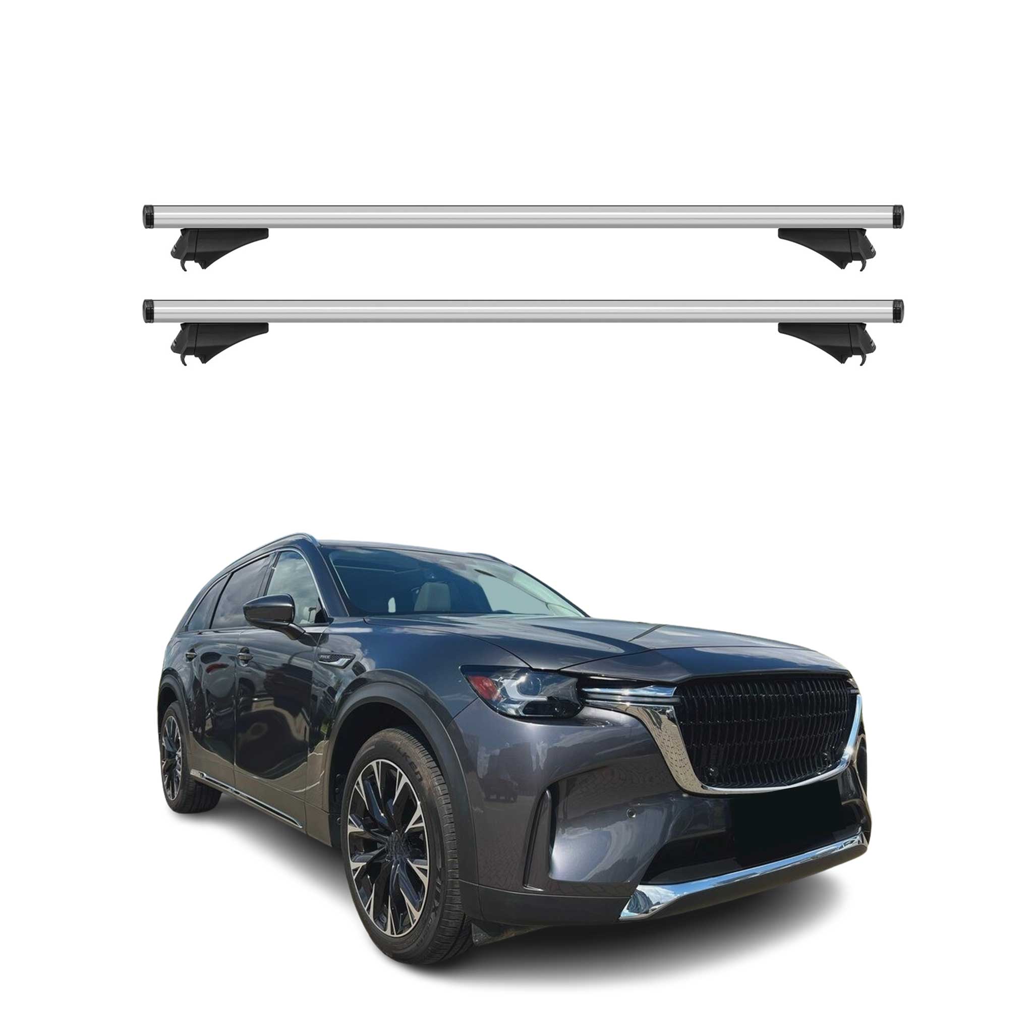 2024-2025 Mazda CX-90 Roof Rack Cross Bars Luggage Carrier Silver 2Pcs
