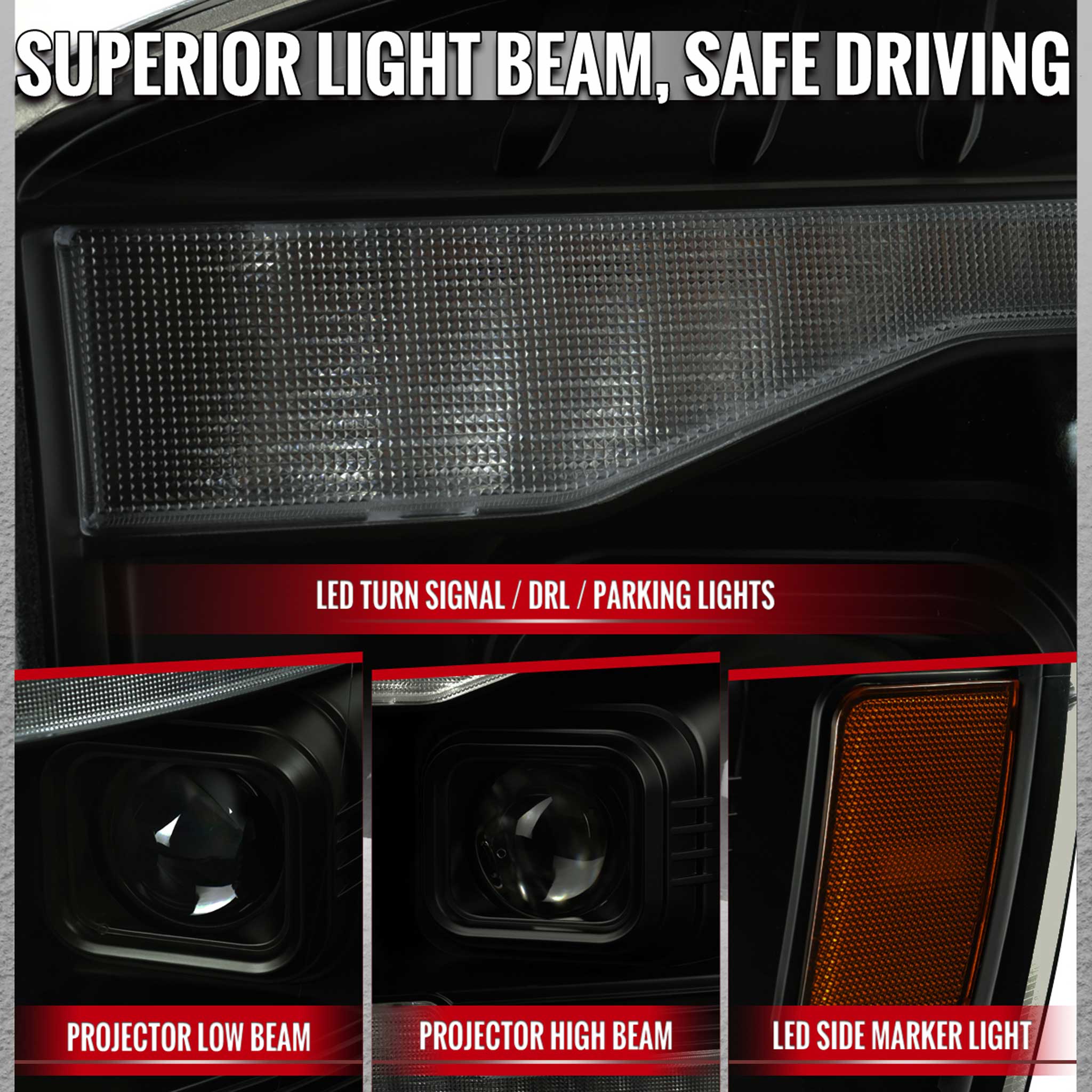 For Dodge RAM 1500 2006-08 / RAM 2500 3500 2006-09 Headlights LED Strip Turn Signal DRL Startup Animation Black Housing Smoked Lens