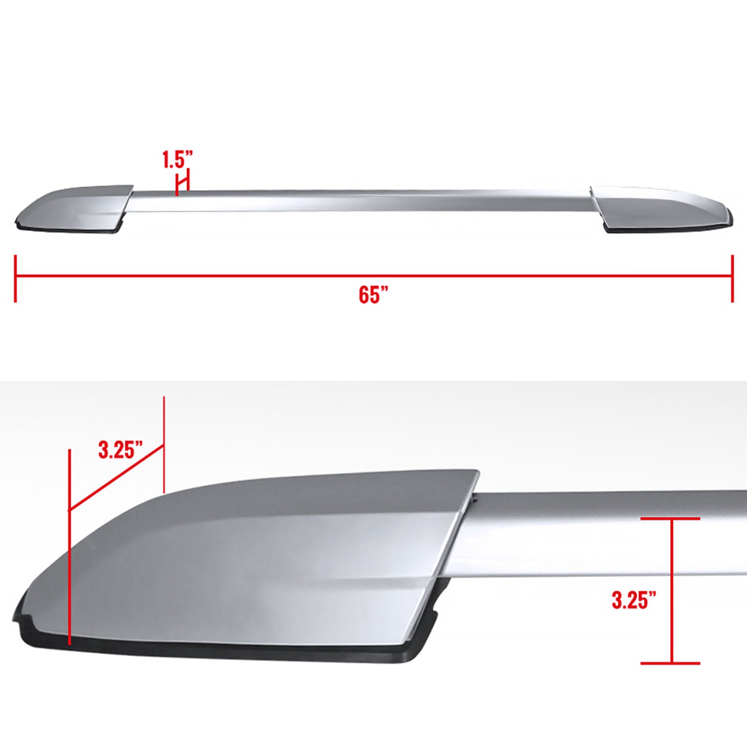 2008-2013 Toyota Highlander Chrome Powder Coated Alu Roof Rack Cross Bars