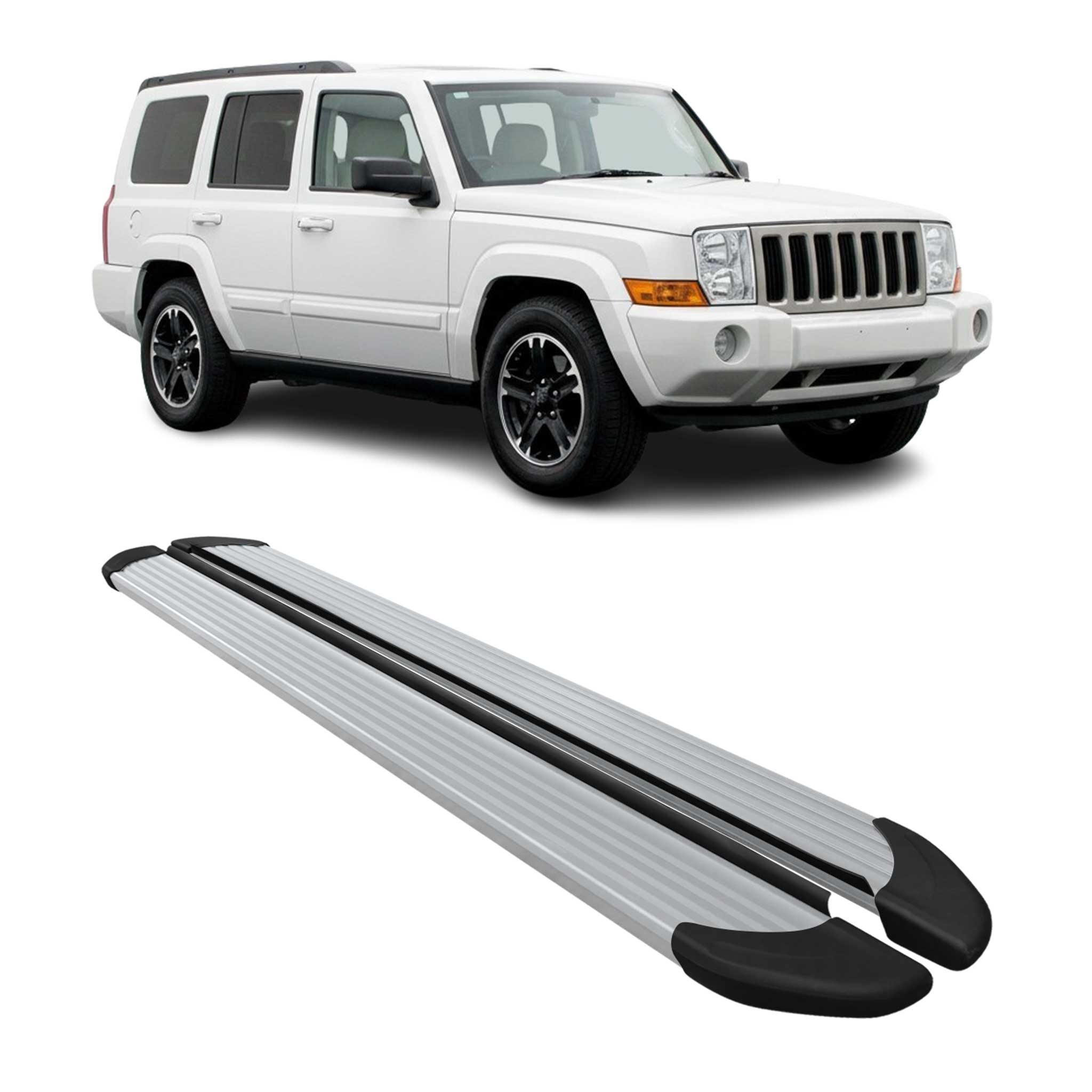 2005-2010 Jeep Commander XK 2004-2011 / Grand Cherokee WK Running Boards Side Steps Silver