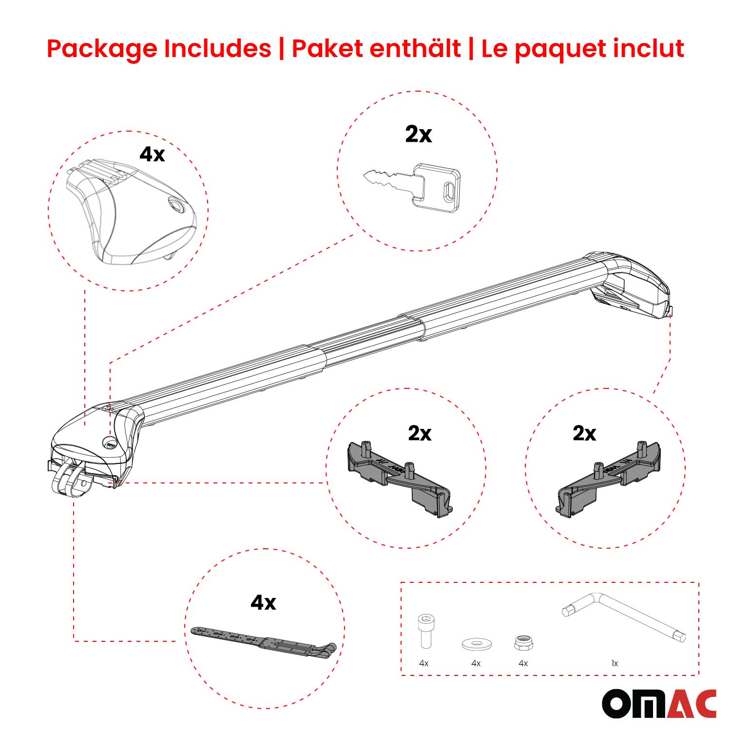 Roof Rack Cross Bars Luggage Carrier for Hyundai Ioniq 9 2025-2026 Alu Silver 2x