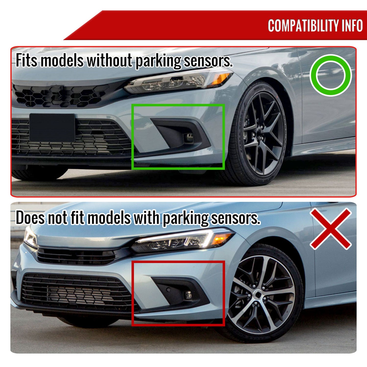 2022-2023 Honda Civic Sedan/Hatchback H8 Bumper Fog Lights Kit Chrome/Clear