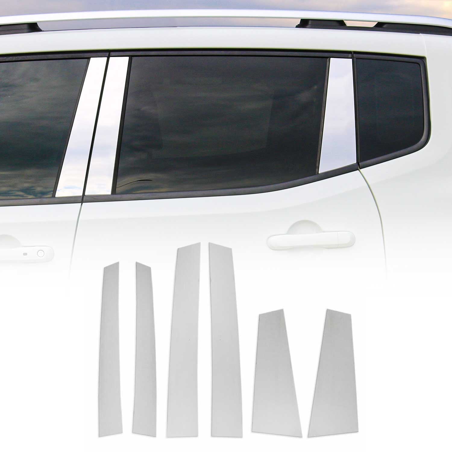 2015-2024 Jeep Renegade Window Pillar Posts Door Trim Cover Steel Silver 6x