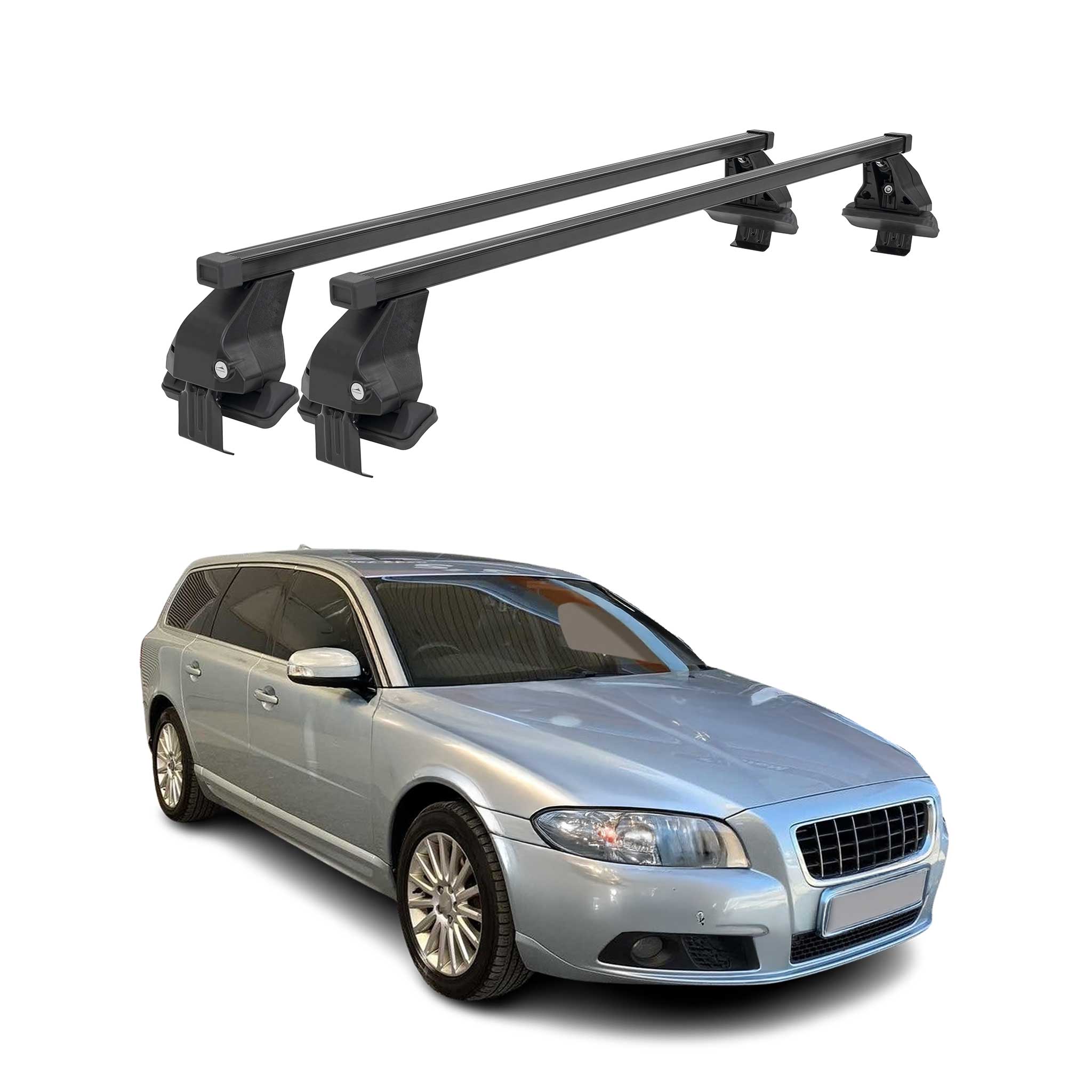 2008-2016 Volvo V70 Roof Rack Cross Bars Black