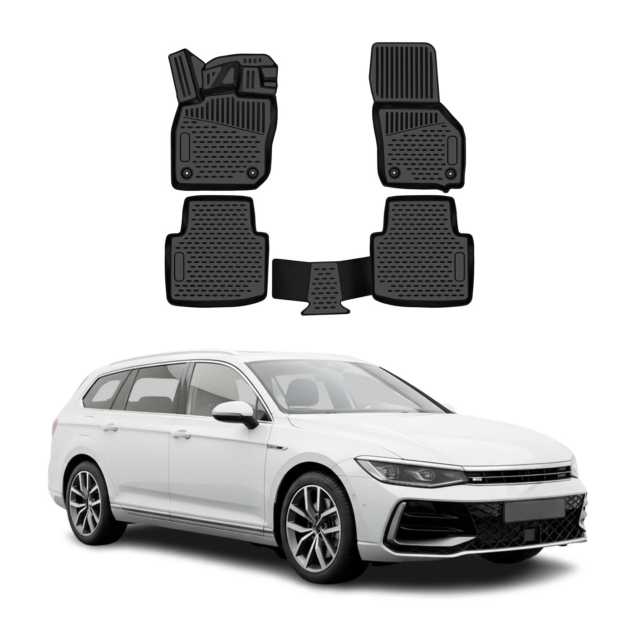 OMAC Floor Mats Liner for VW Passat B8 2020-2022 Facelift Rubber TPE Black