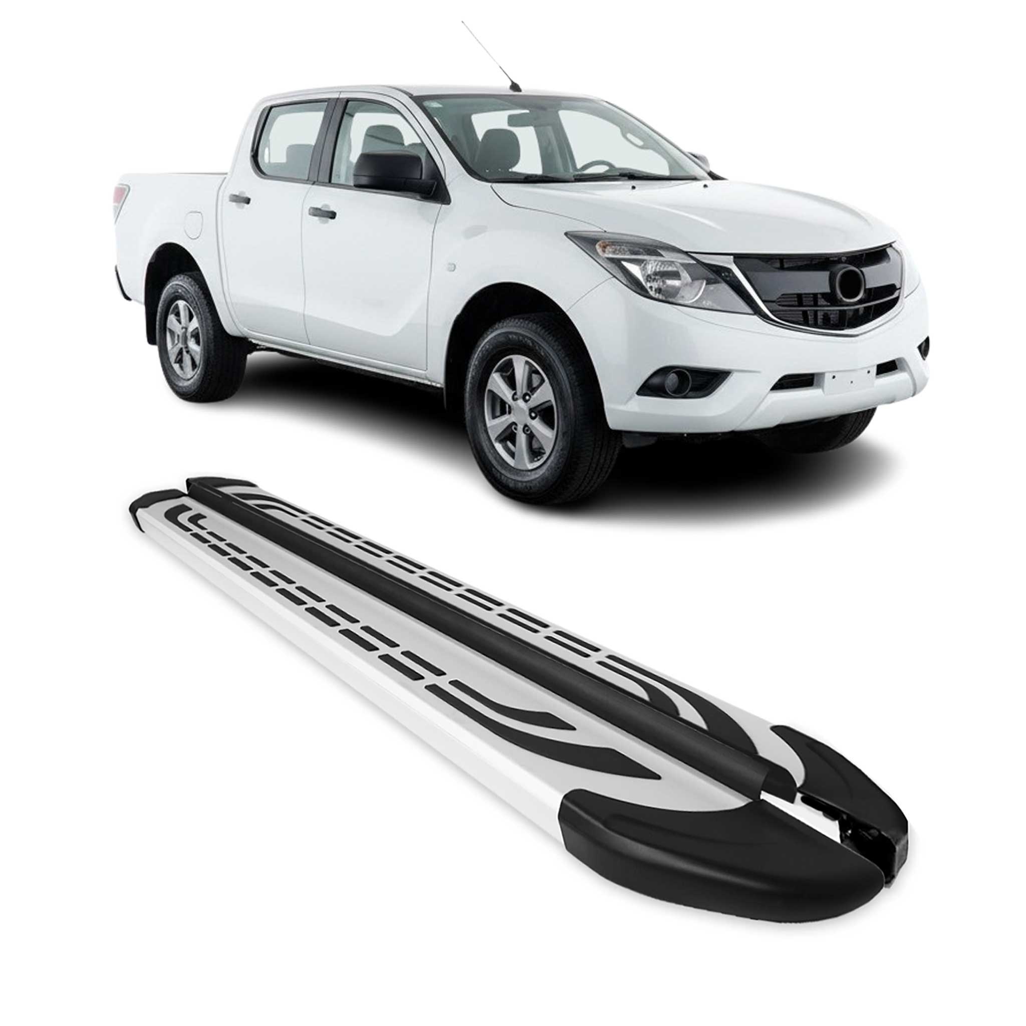 2011-2020 Mazda BT-50 Double Cab Running Boards Side Steps Silver