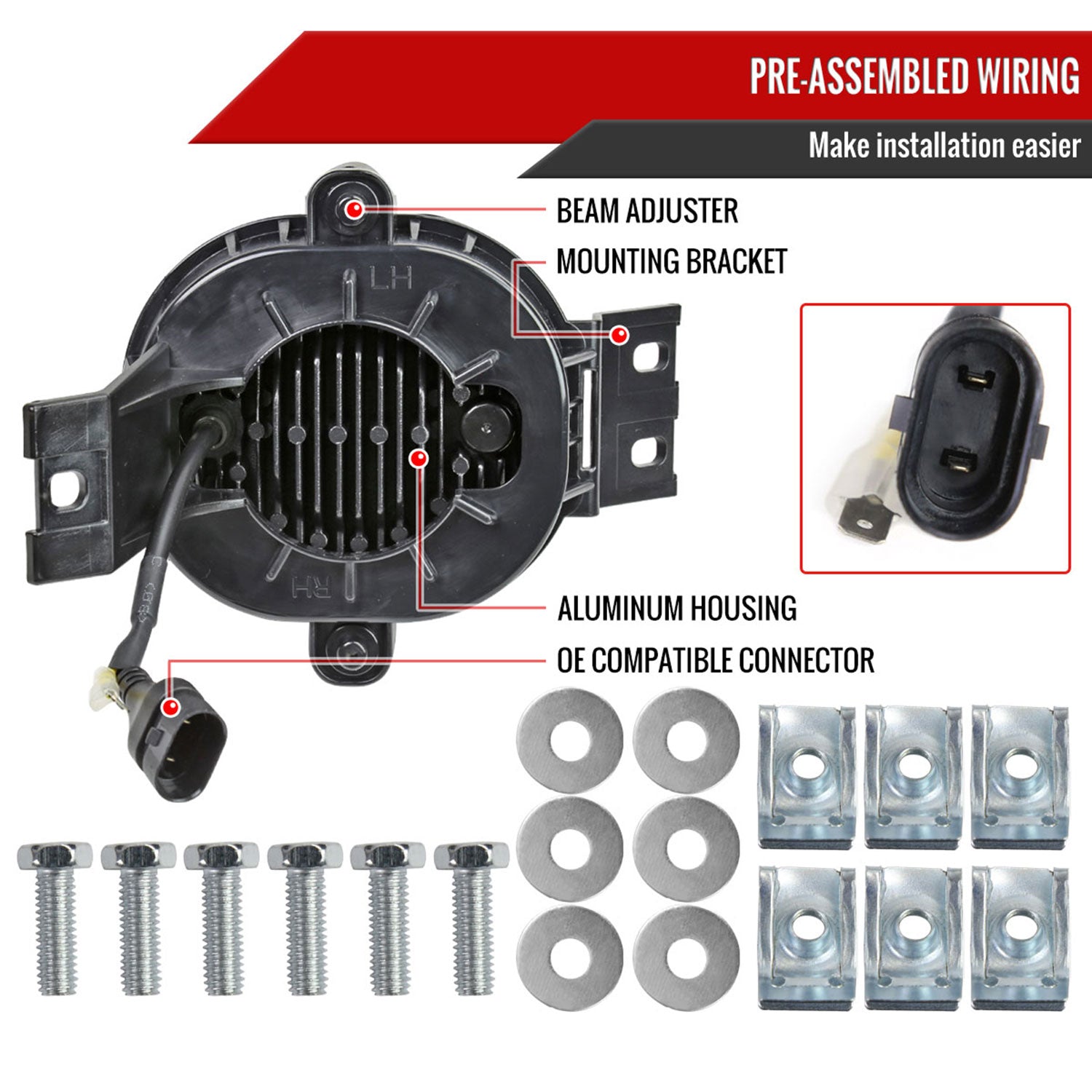 2002-2008 Dodge RAM 1500/2500/3500/Durango LED Fog Lights Kit Glossy Black