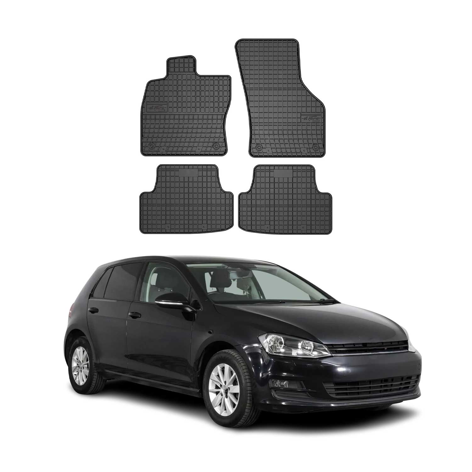 2015-2021 VW Golf Mk7 Floor Mats Liners Full Set All Weather Rubber Black