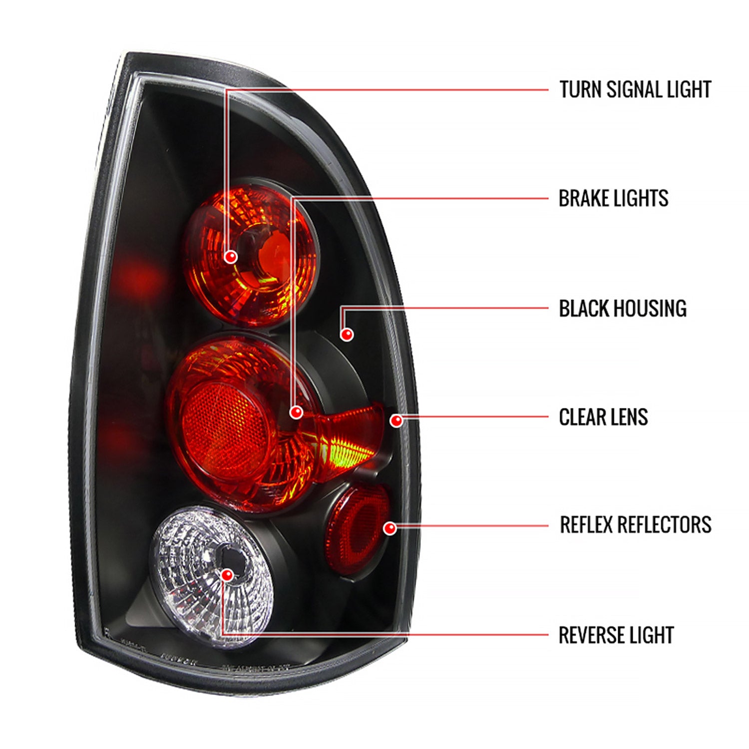 2005-2008 Toyota Tacoma Tail Lights Matte Black Housing/Clear Lens