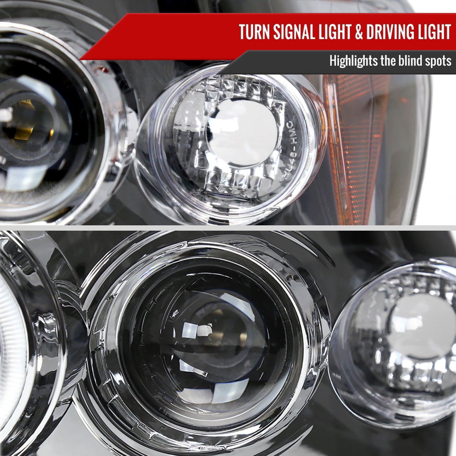 1998-2002 Honda Accord Dual Halo Projector Headlights Chrome/Clear Lens