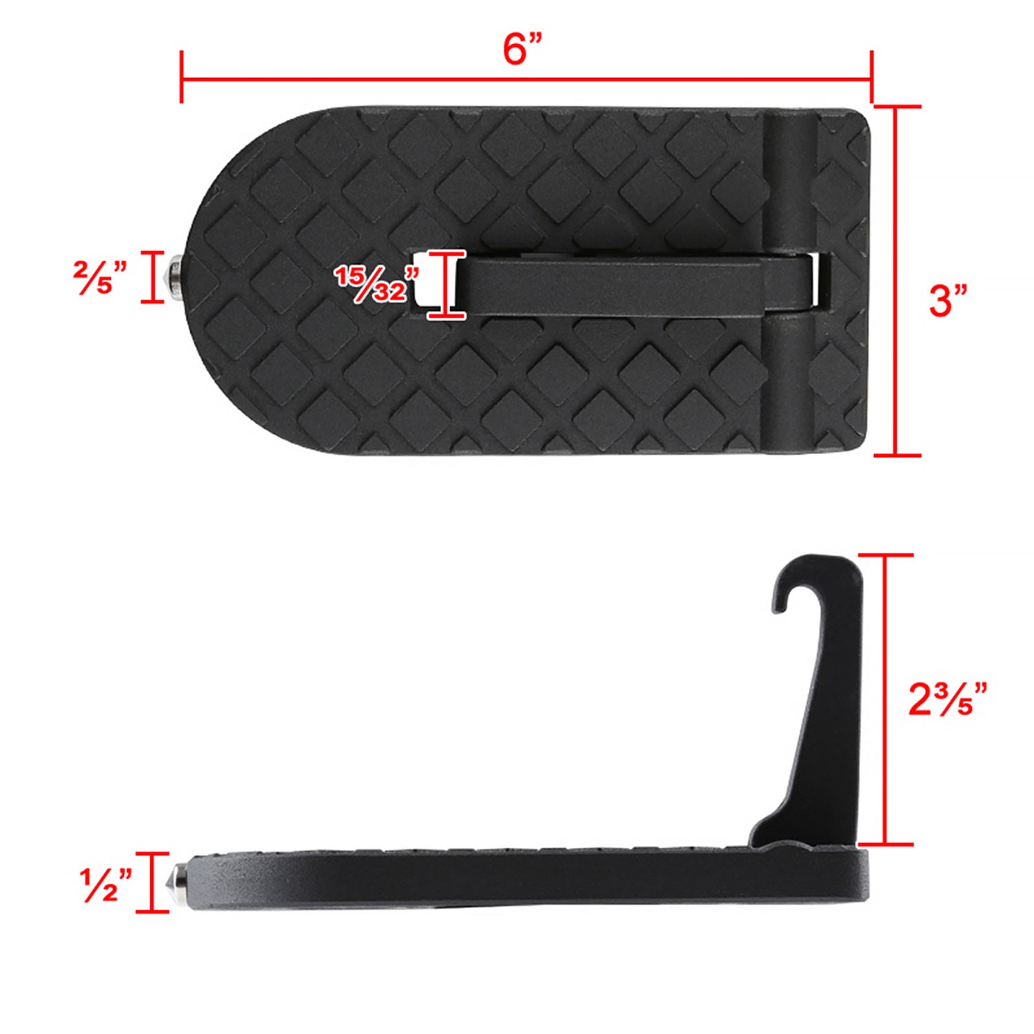 Universal Foldable Car Door Step Latch Foot Hook & Safety Hammer Black