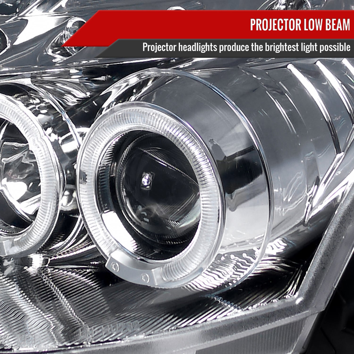 2003-2007 Infiniti G35 Coupe Dual Halo Projector Headlights Chrome/Clear Lens