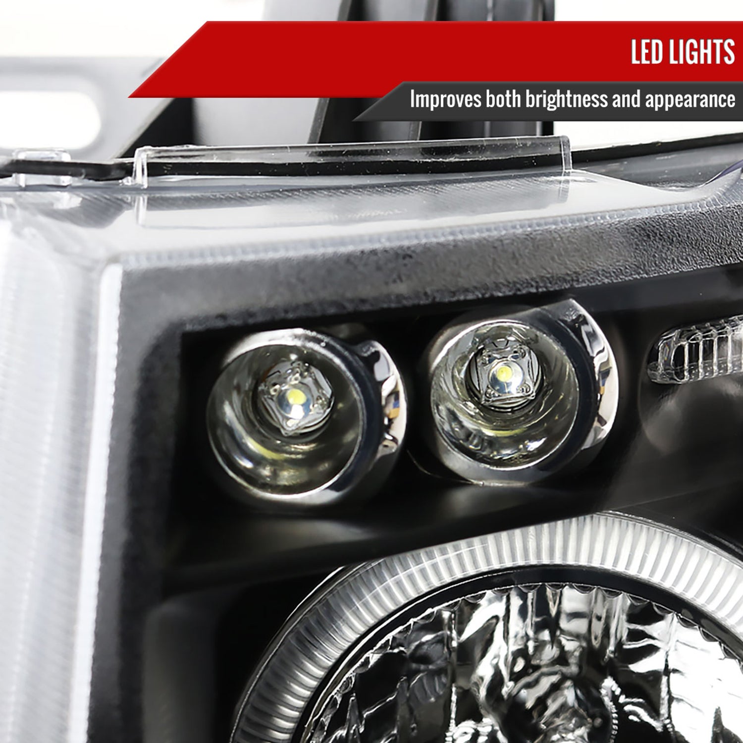 2007-2013 Chevy Silverado 1500 2500HD 3500HD Dual Halo Headlights Matte Black