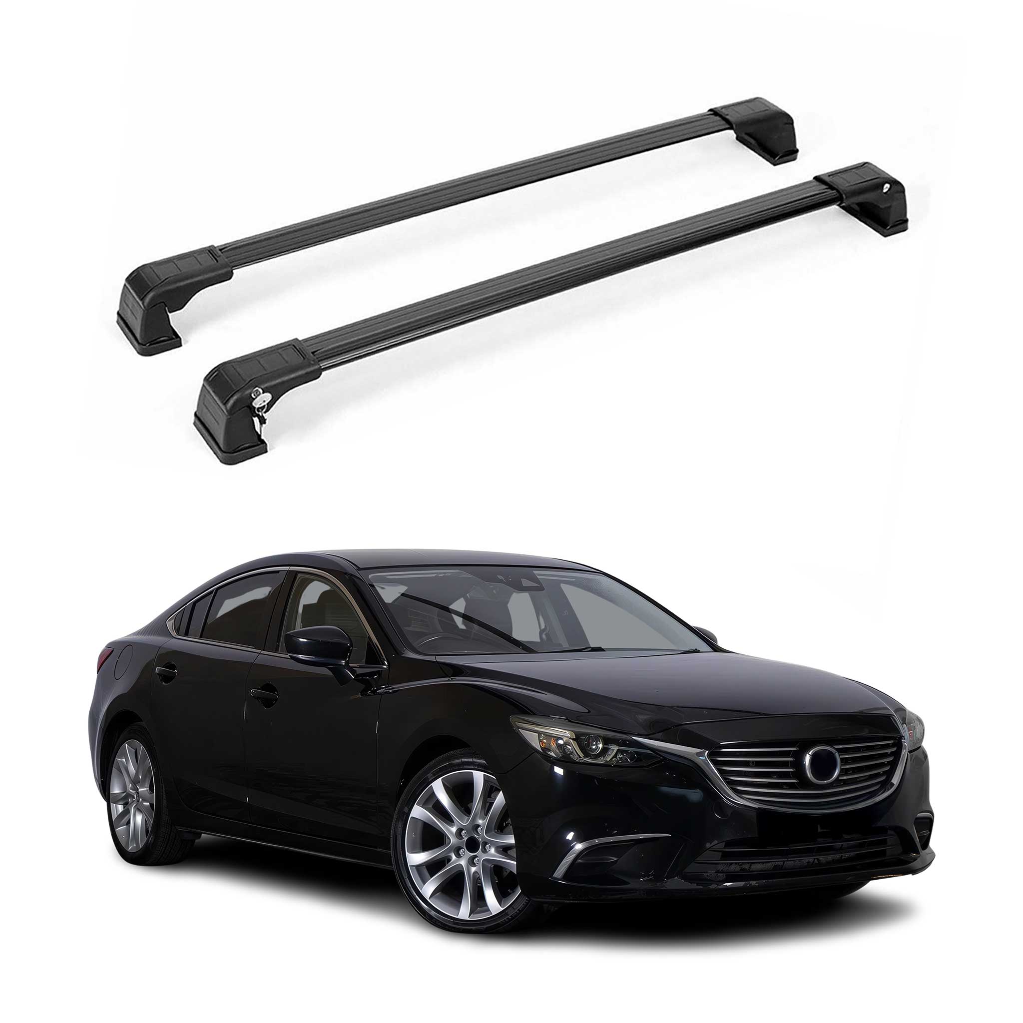 2009-2021 Mazda 6 Sedan Roof Rack Cross Bars Black