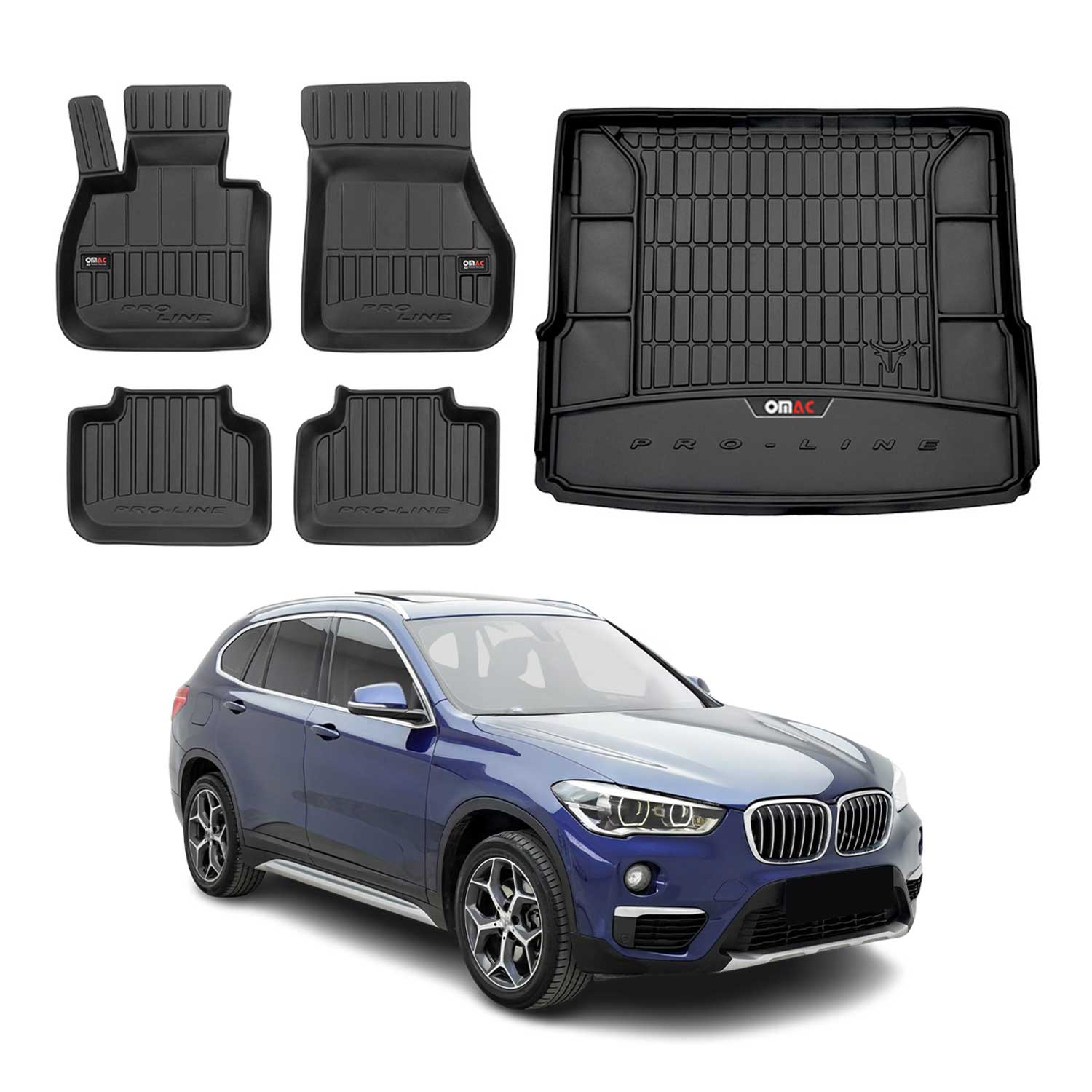 2016-2022 BMW X1 F48 Premium Floor Mats & Cargo Liner Full Set All Weather Heavy Duty Black